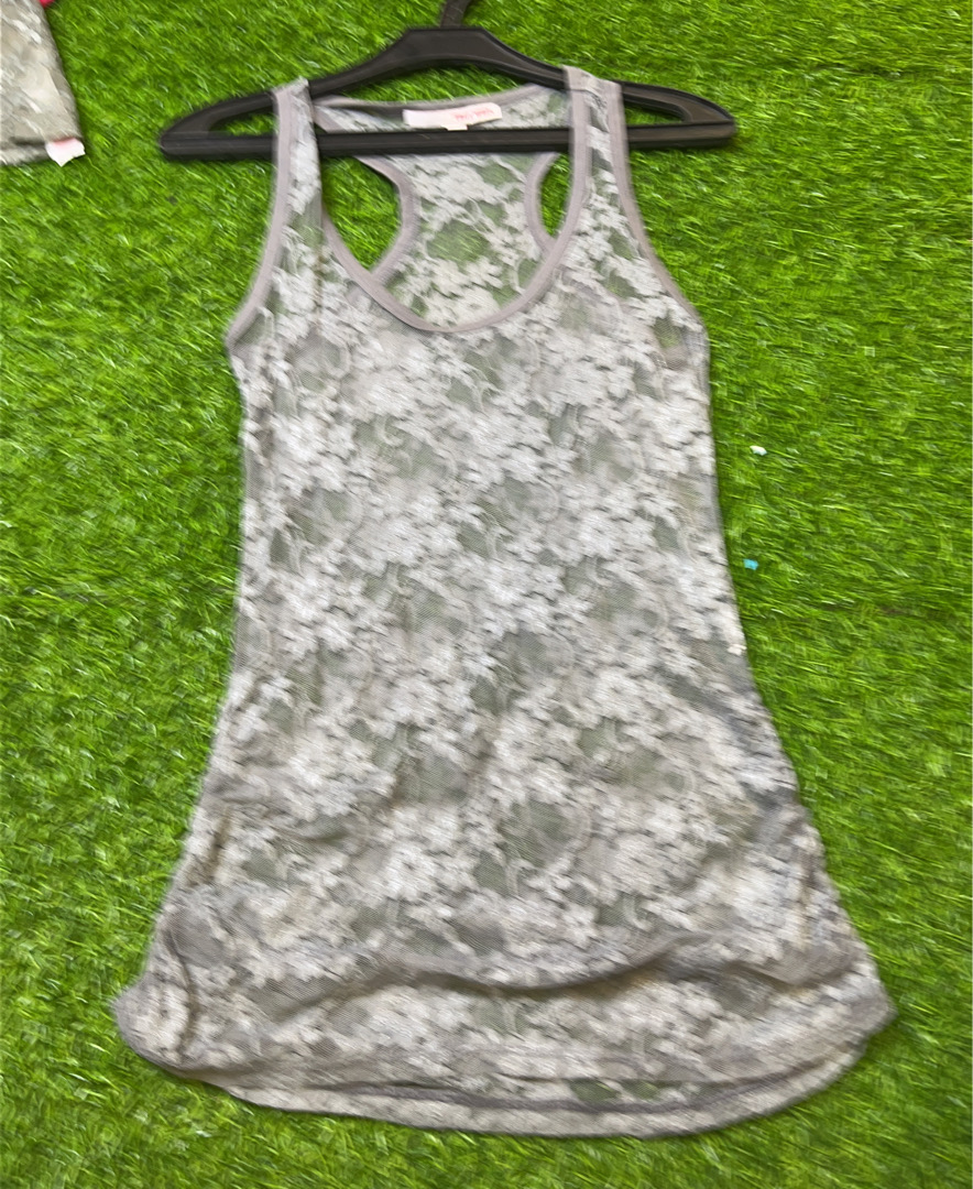 Gray Lace Tank Top