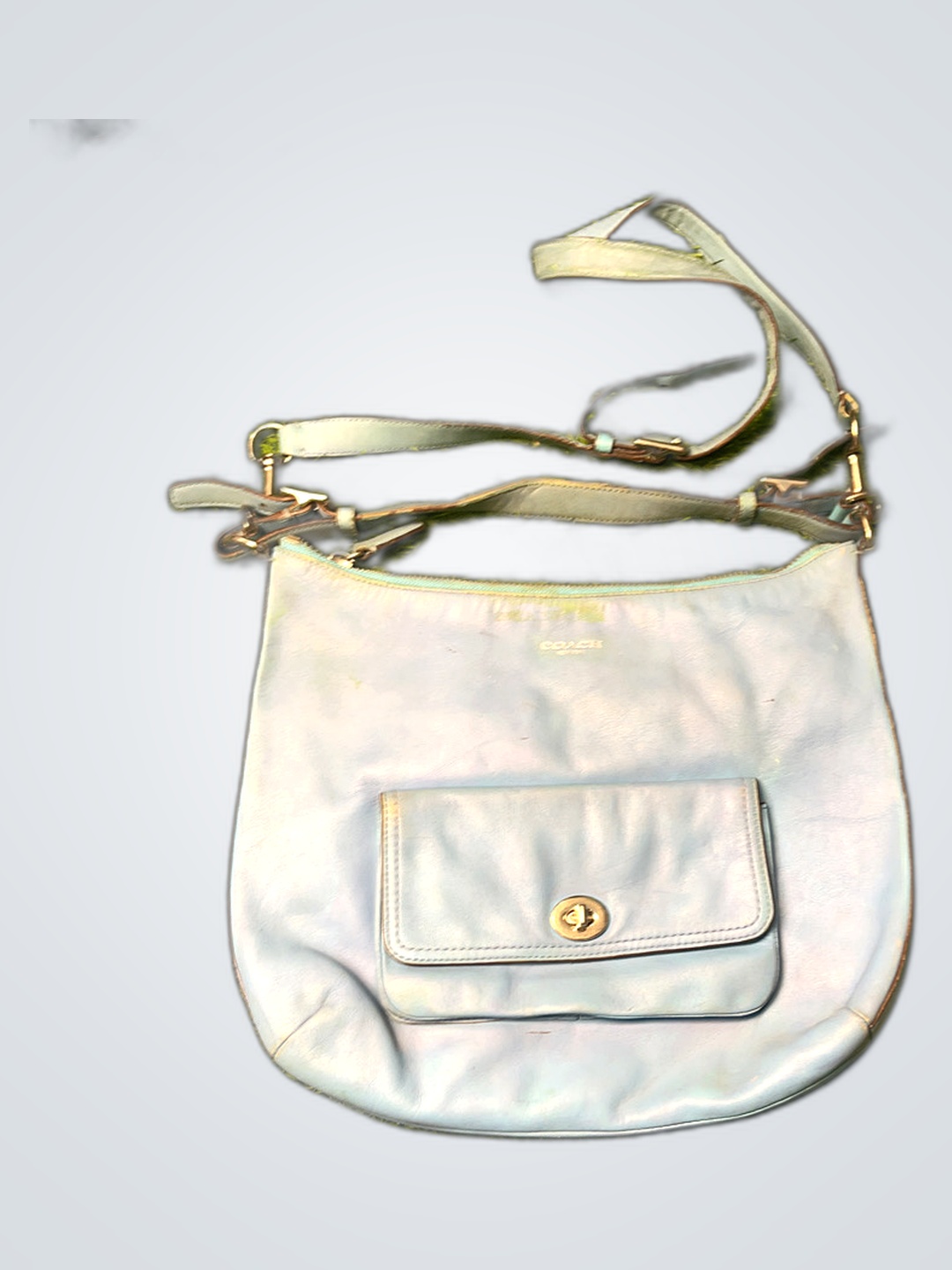 Sac à épaule en cuir bleu Coach