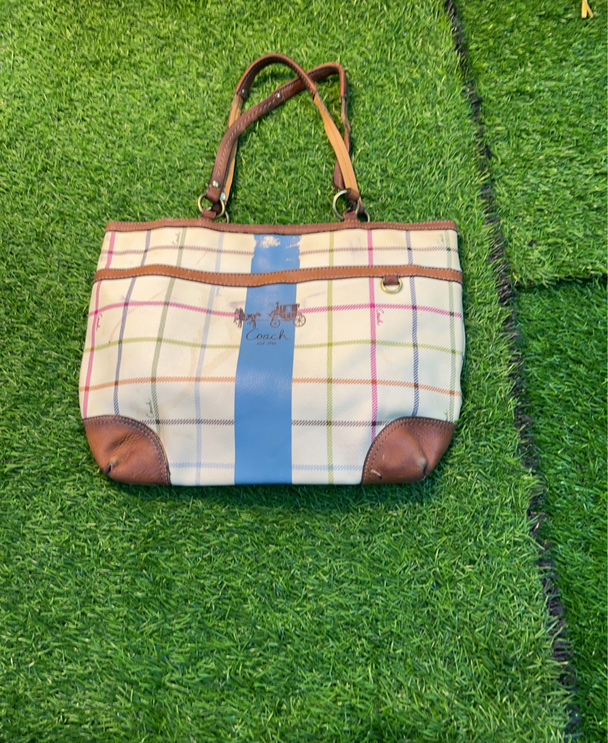 Coach Plaid Tote Bag