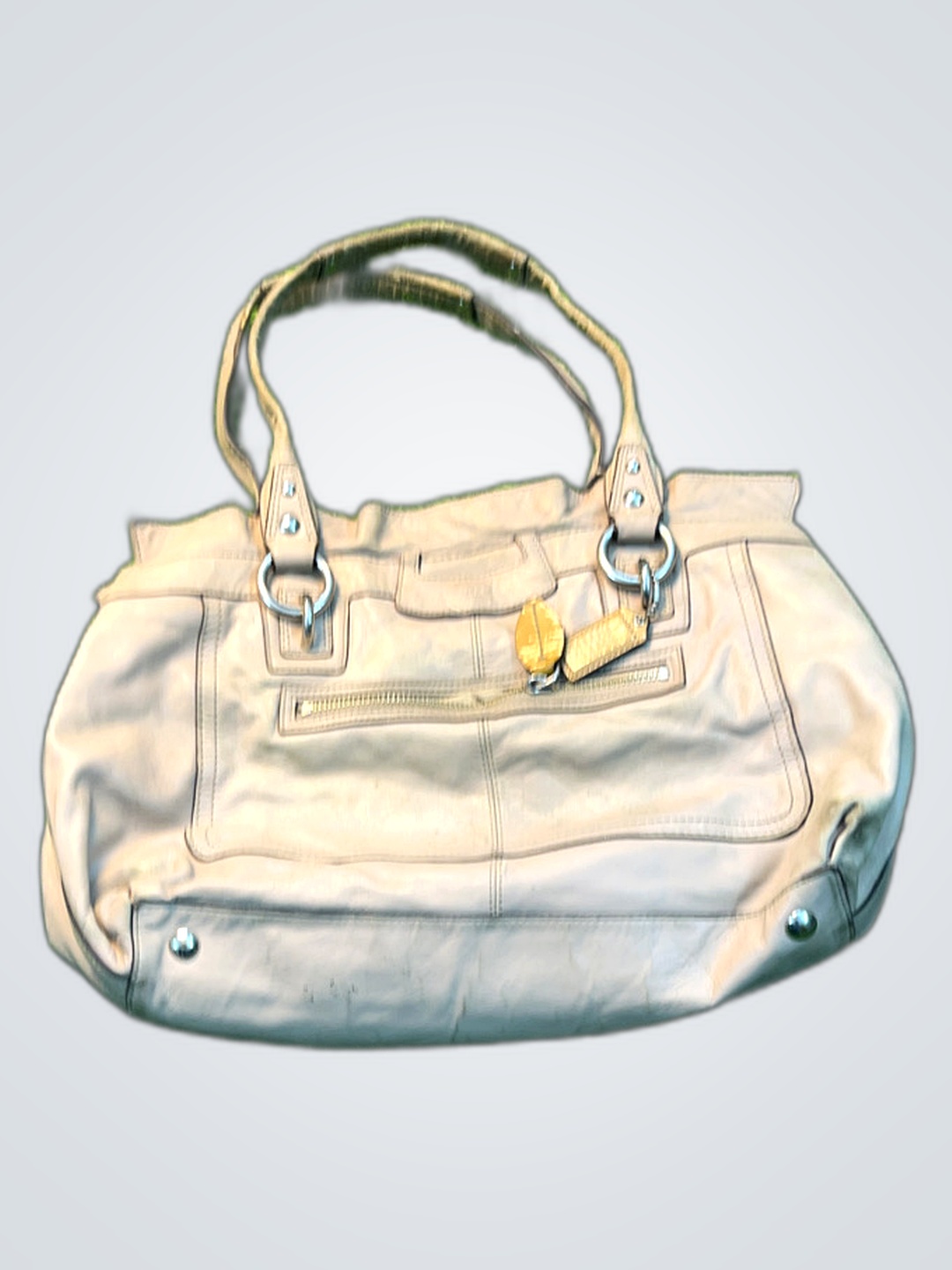 Beige Lederhandtasche