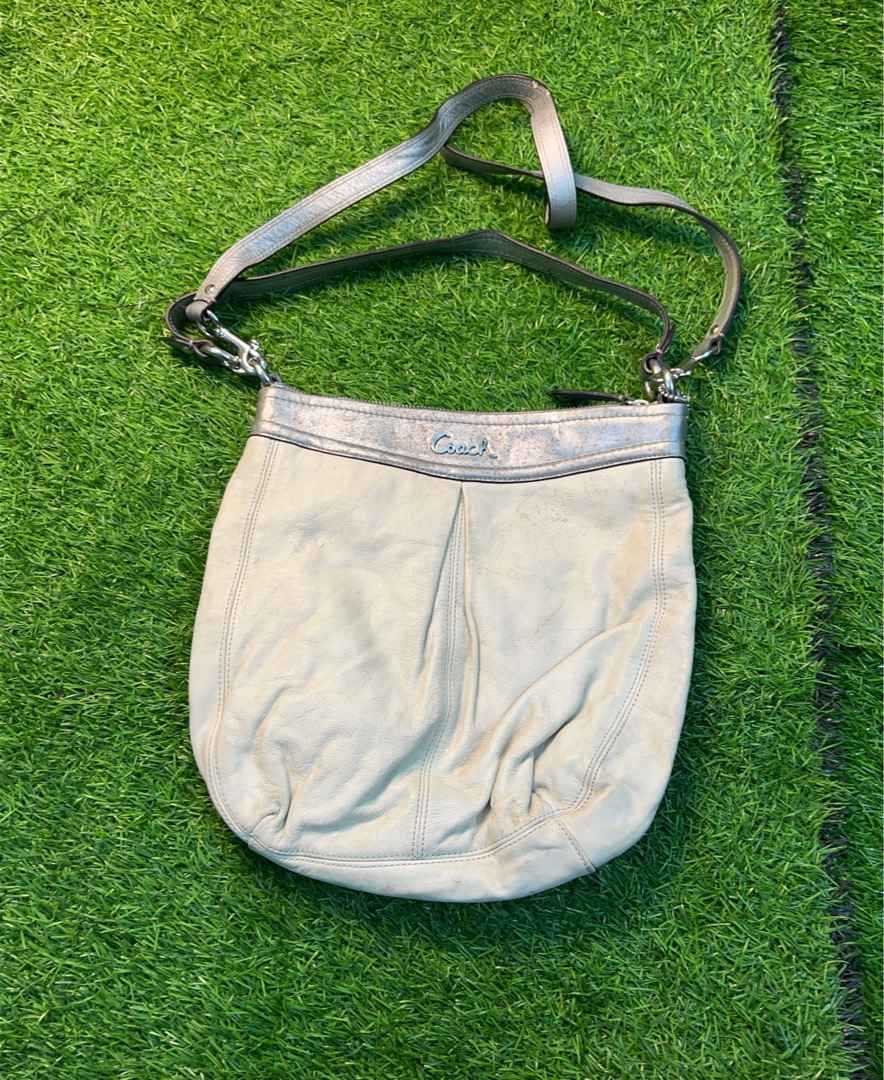 Borsa a spalla in pelle bianca Coach