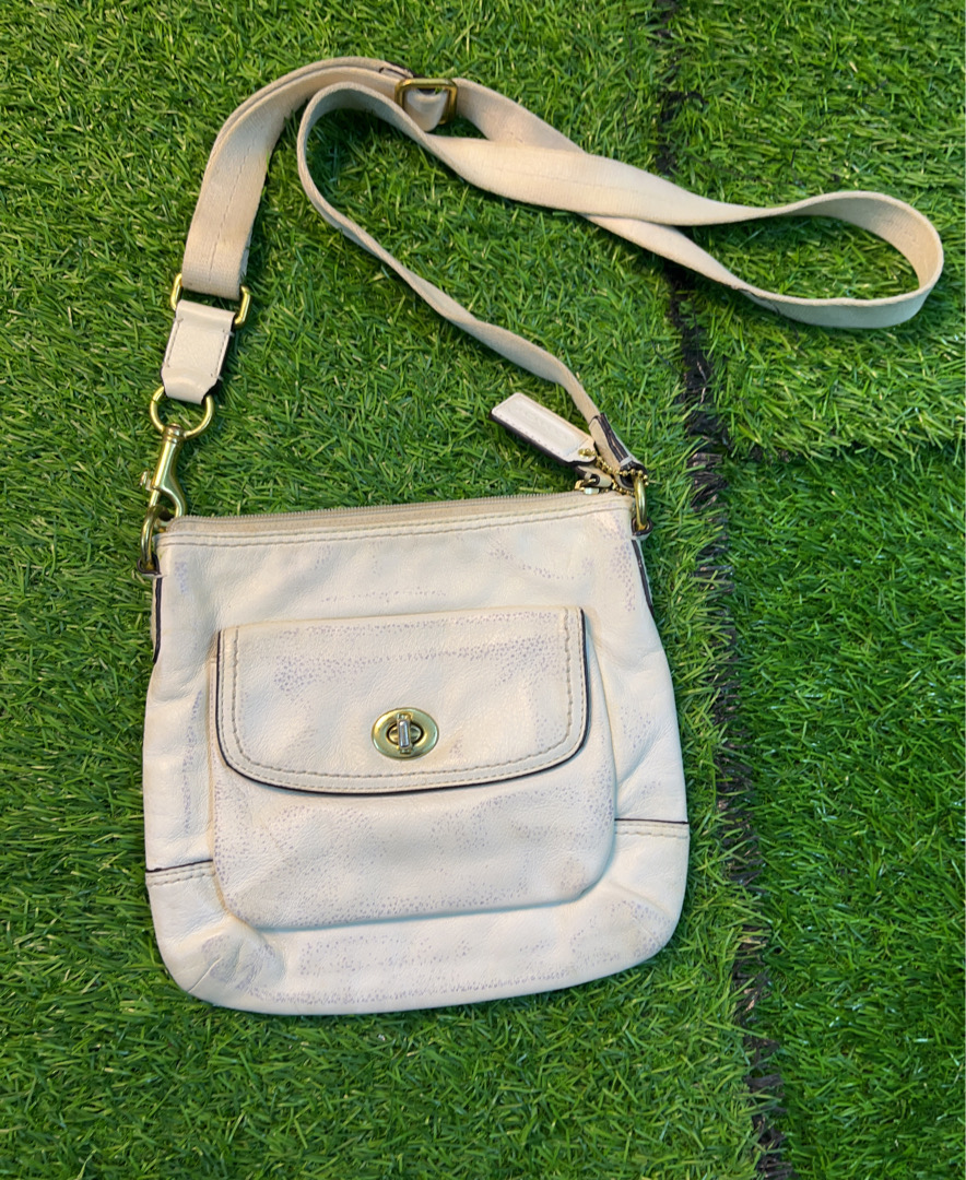 Weiße Leder Umhängetasche