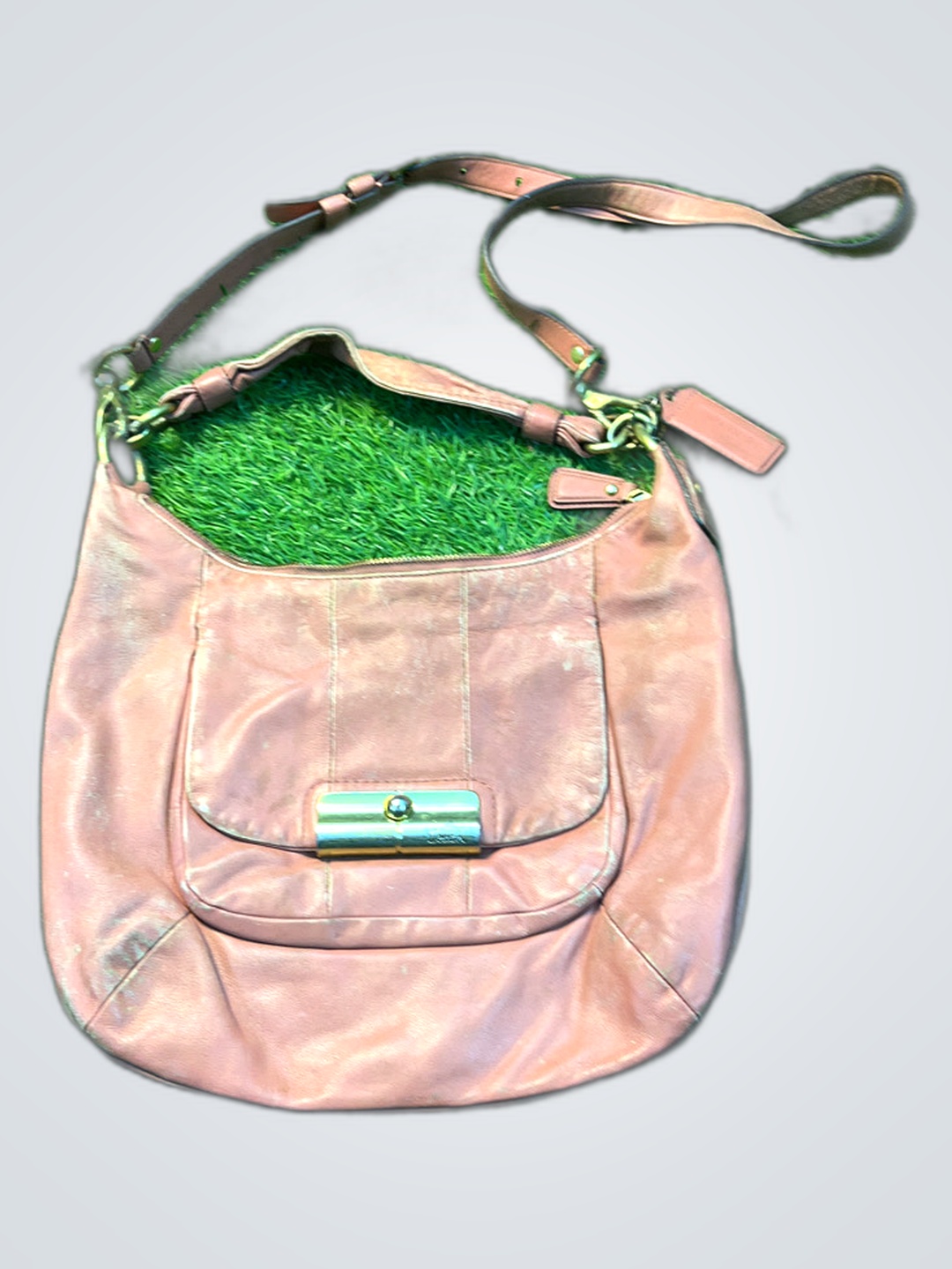 Bolsa de Ombro de Couro Rosa Coach