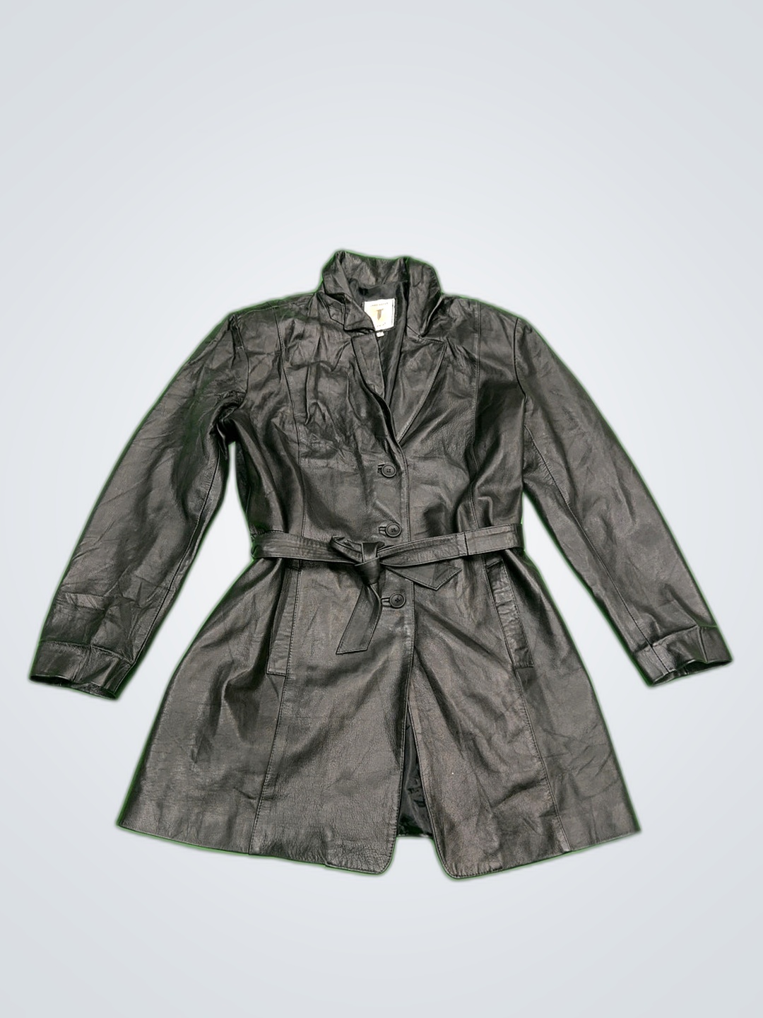Trench en cuir noir