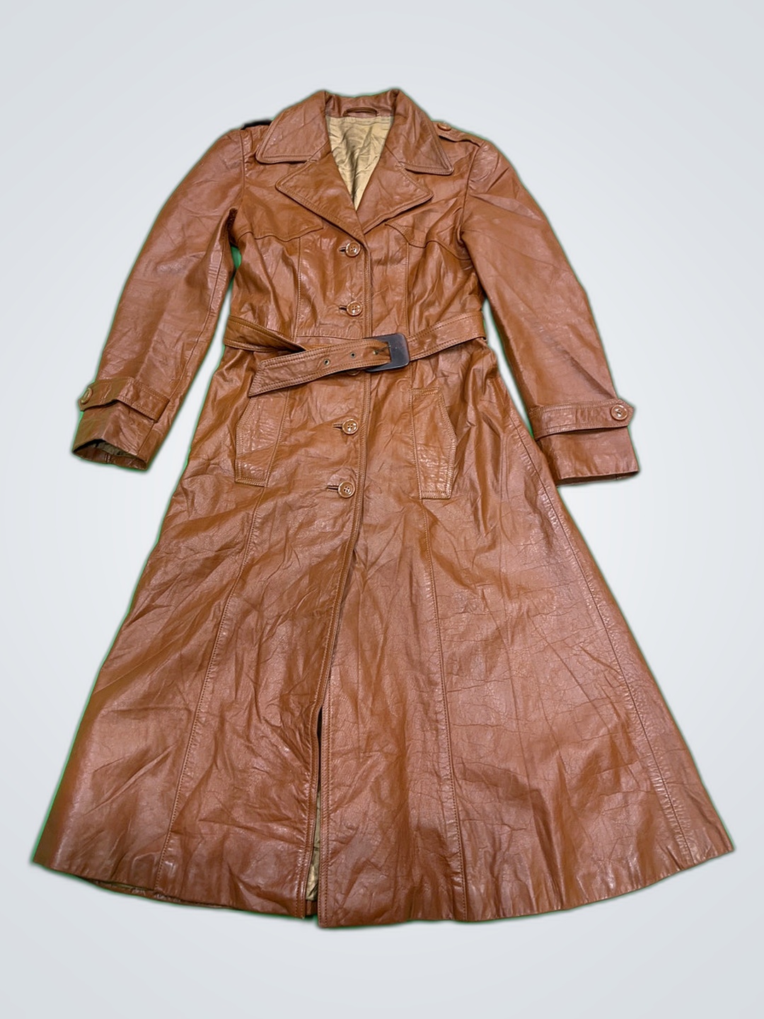 Manteau trench en cuir marron