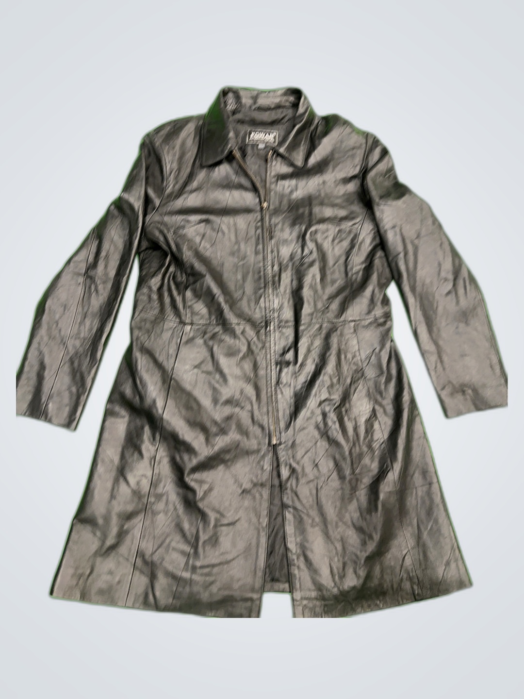 Powar International Black Leather Coat