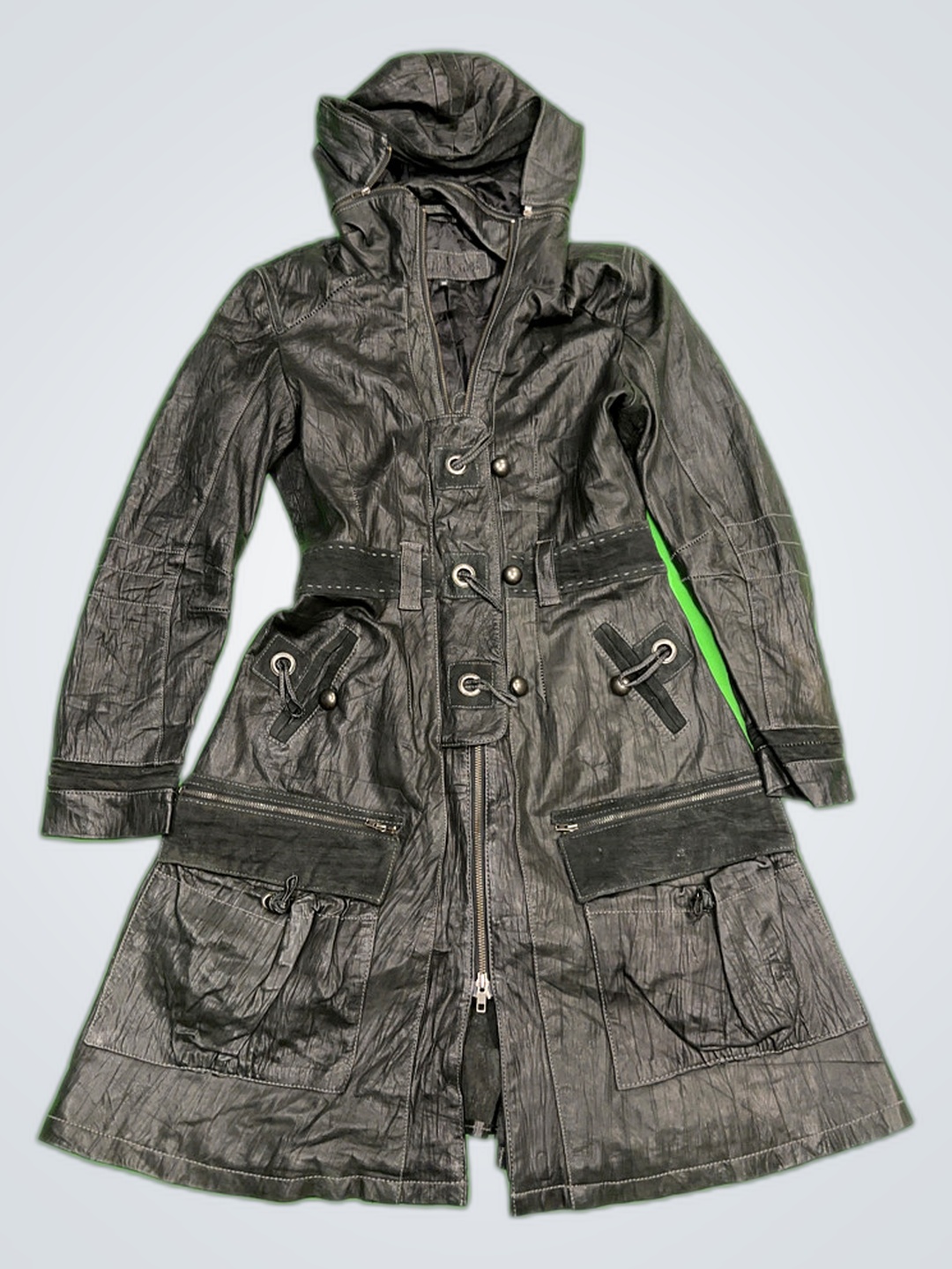 Casaco Trench de Couro Preto