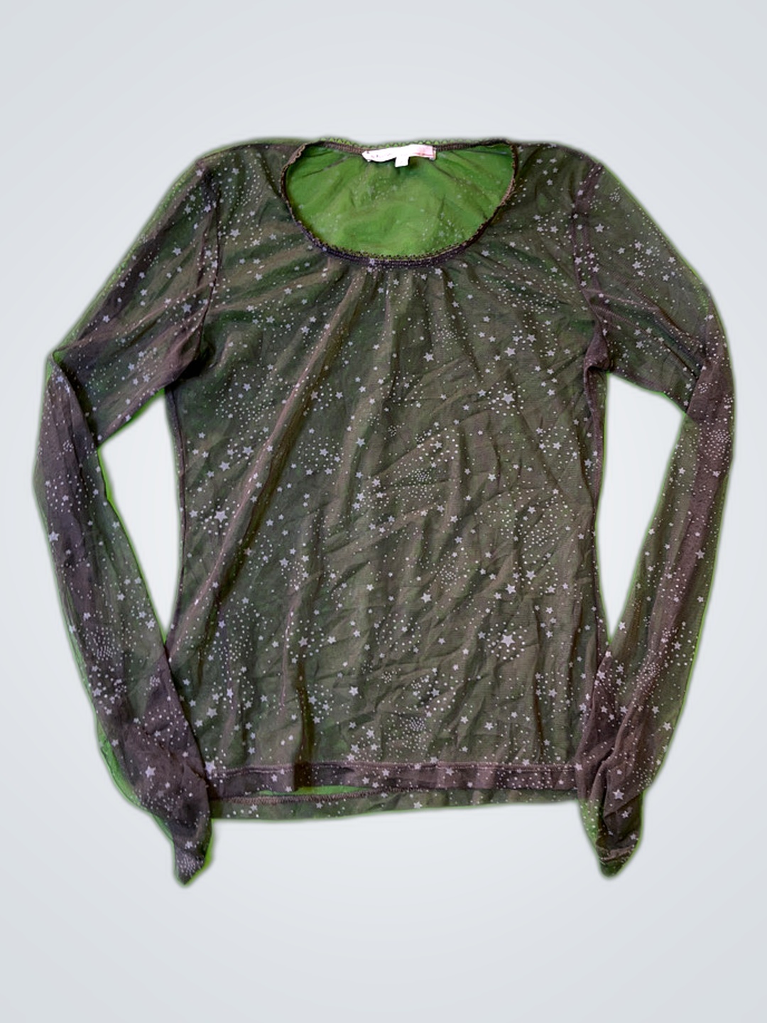 Sheer Long-Sleeve Top with Star Pattern