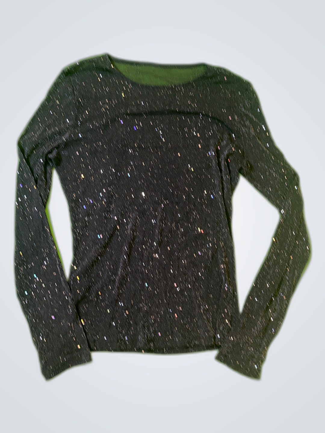 Black Long-Sleeve Speckled Top