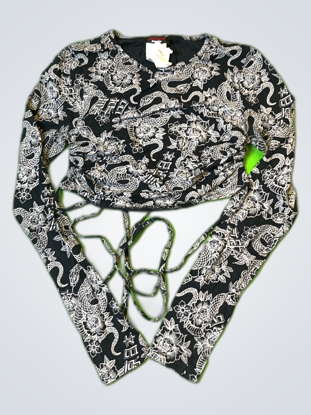 Black and White Dragon Print Top