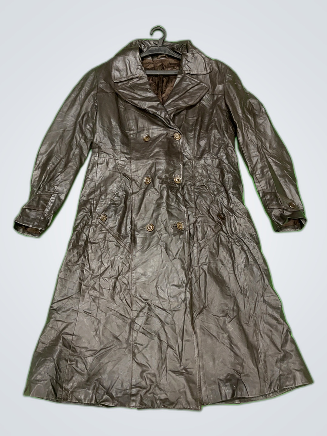 Trench in pelle marrone