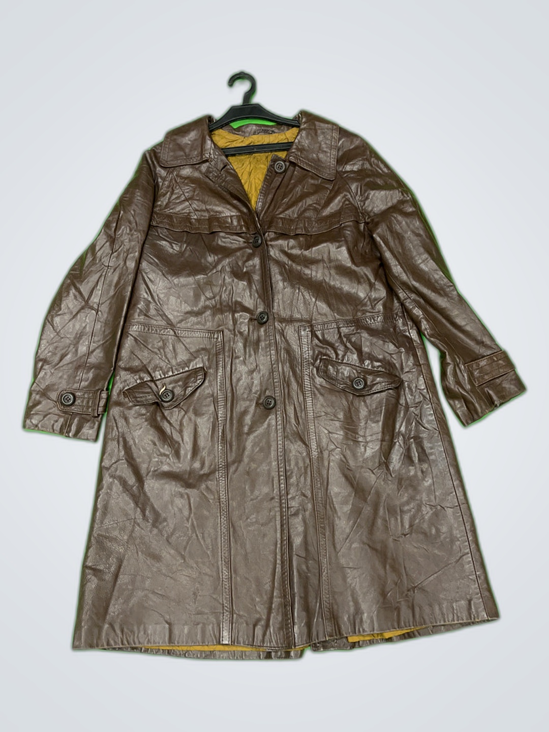 Brown Leather Trench Coat