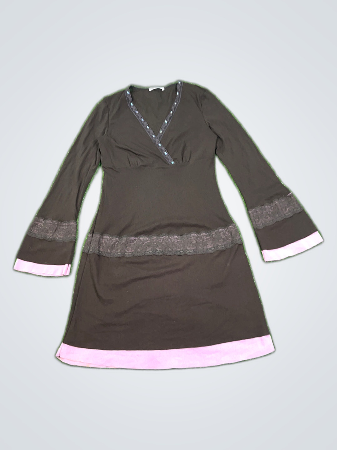 Promod Brown Long-Sleeve Mini Dress
