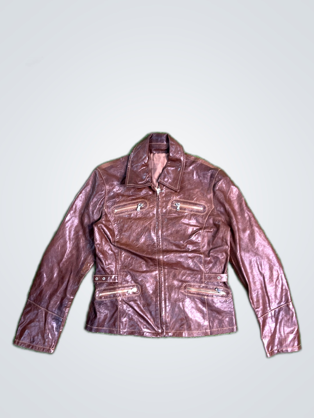Veste en cuir marron