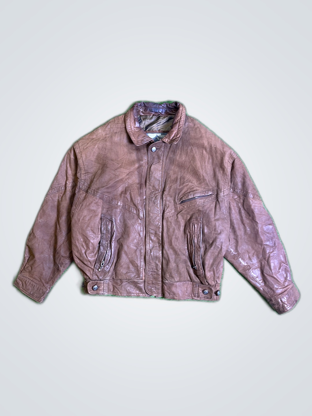 Veste en cuir marron