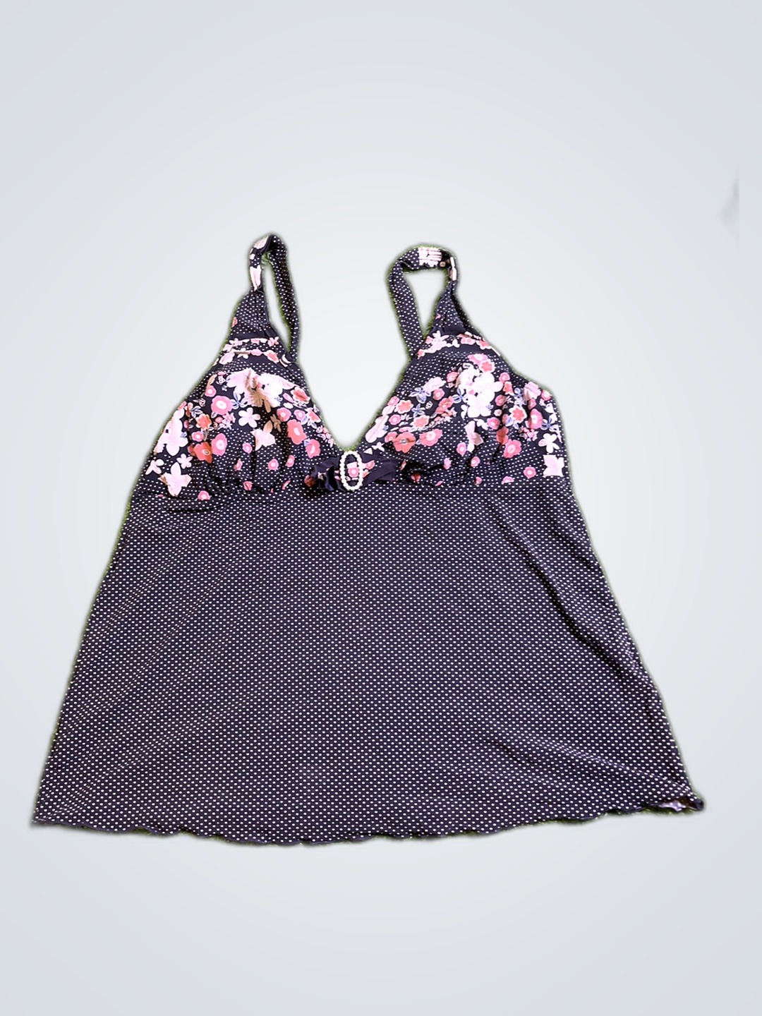 Top Tankini Donna Nero a Pois