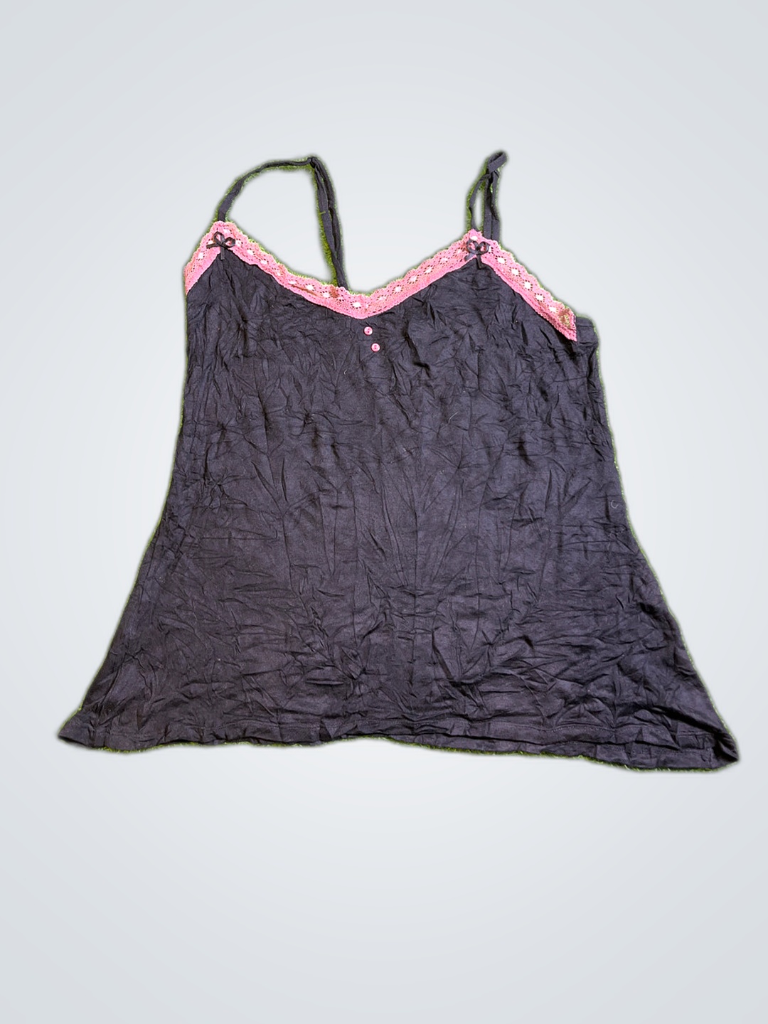 Black Camisole with Pink Lace Trim