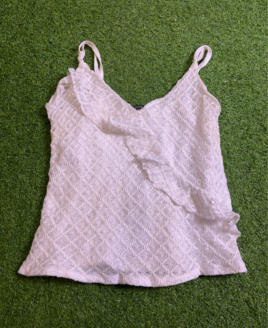 Canottiera di pizzo bianco