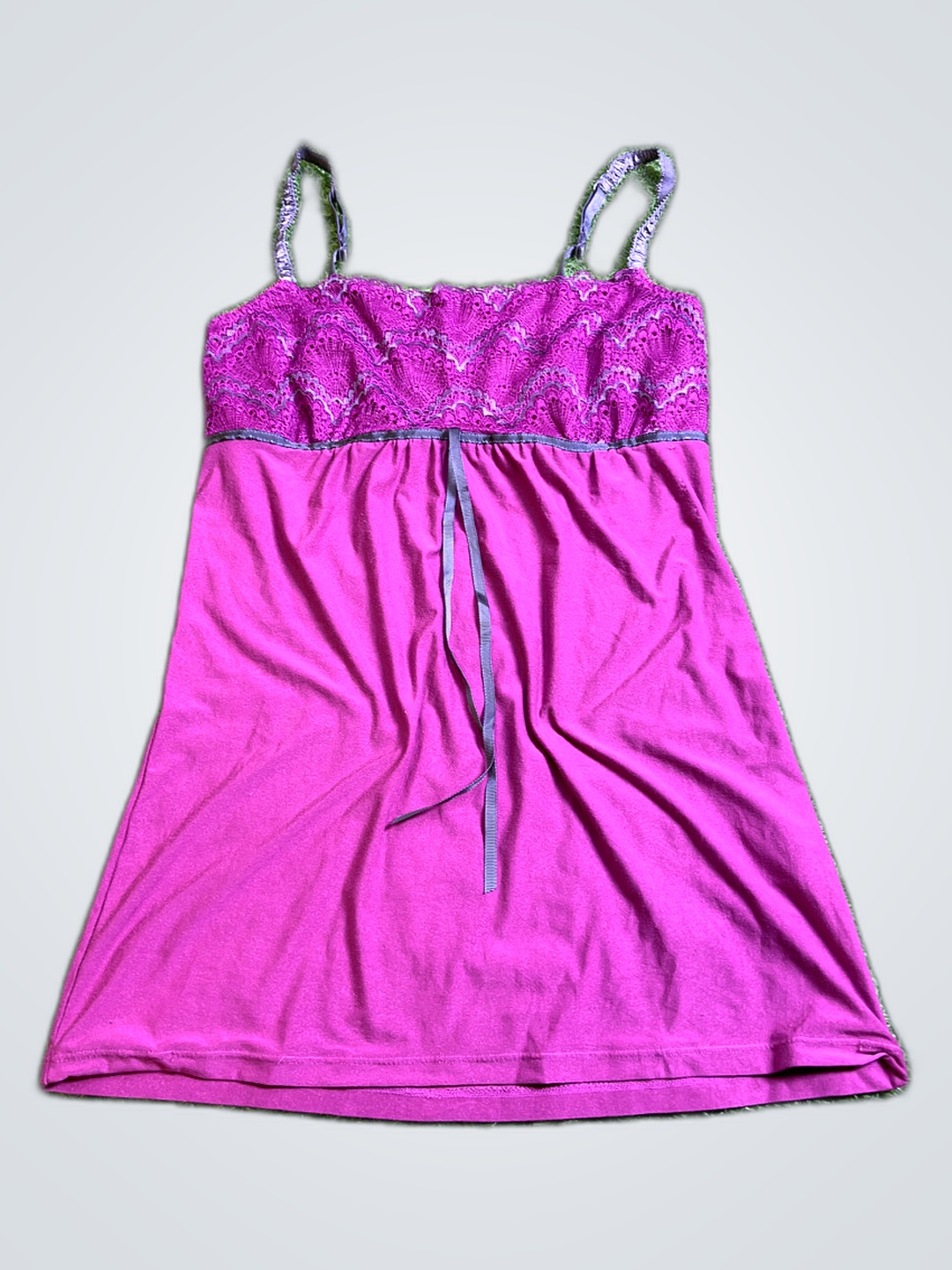 Rougegeorge Vestito di Seta Con Pizzo Viola