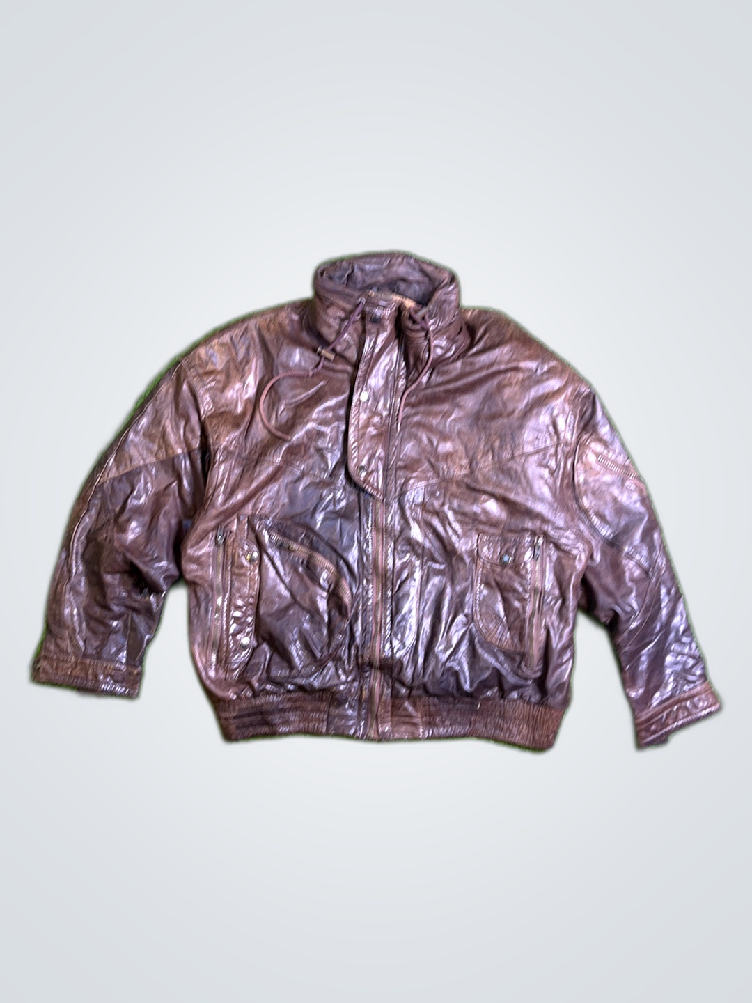 Veste en cuir marron