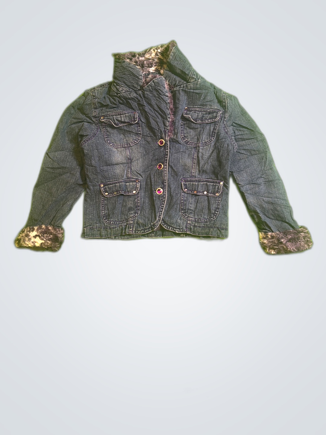 Squeeze Girls Denim Jacket with Fur Trim