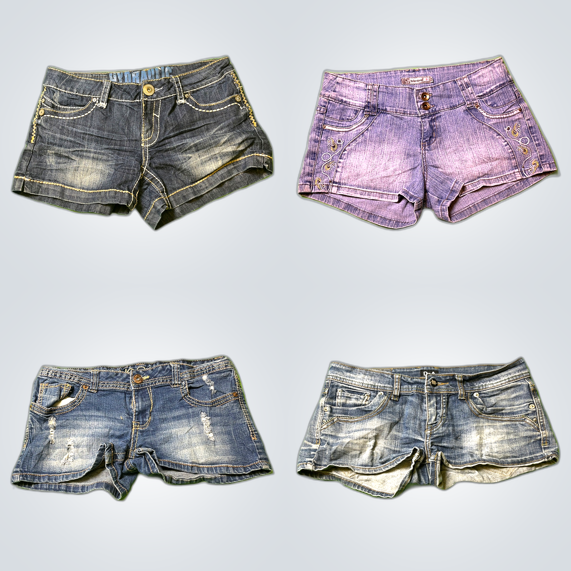 Shorts de Denim Desgastado Y2K