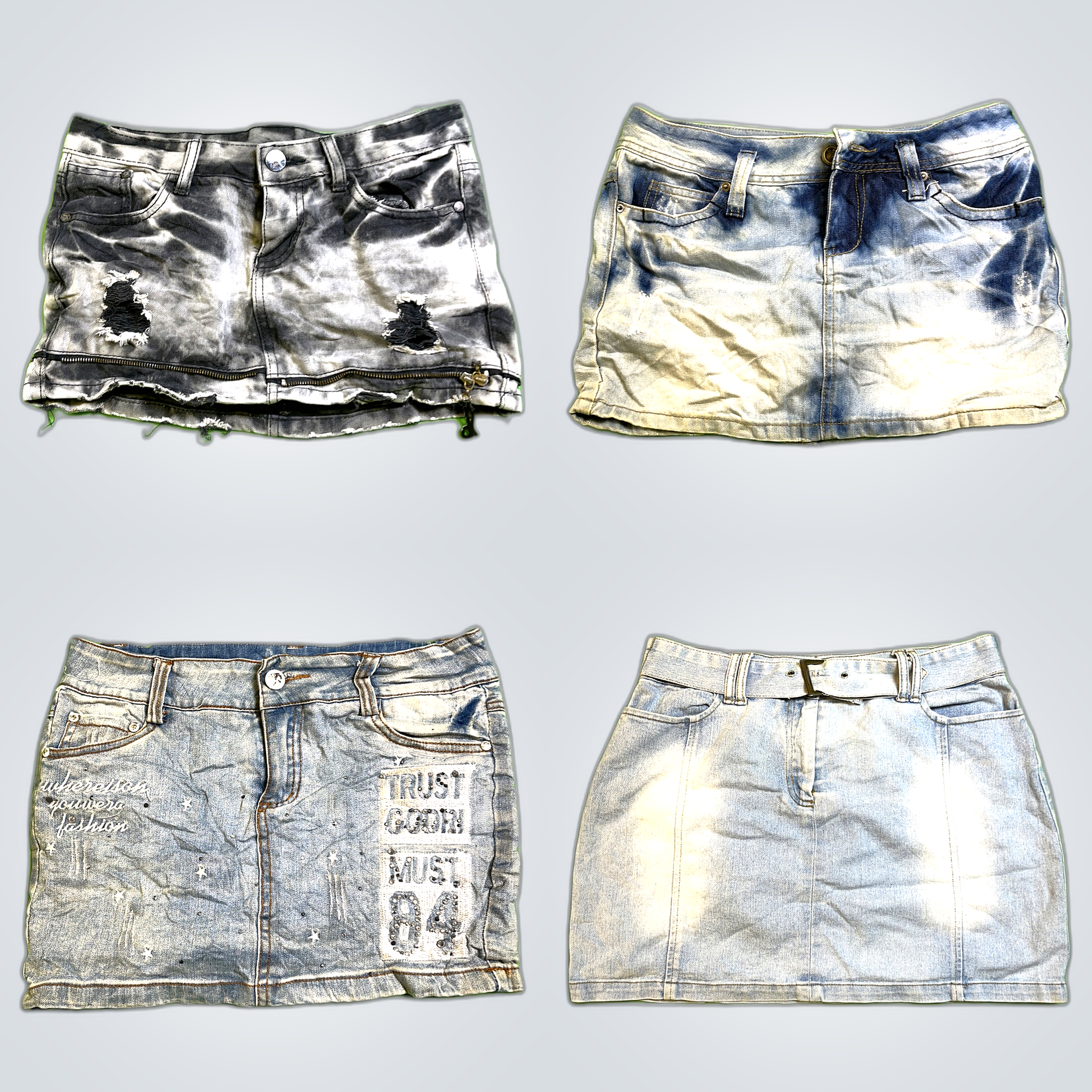 Y2k denim mini skirts