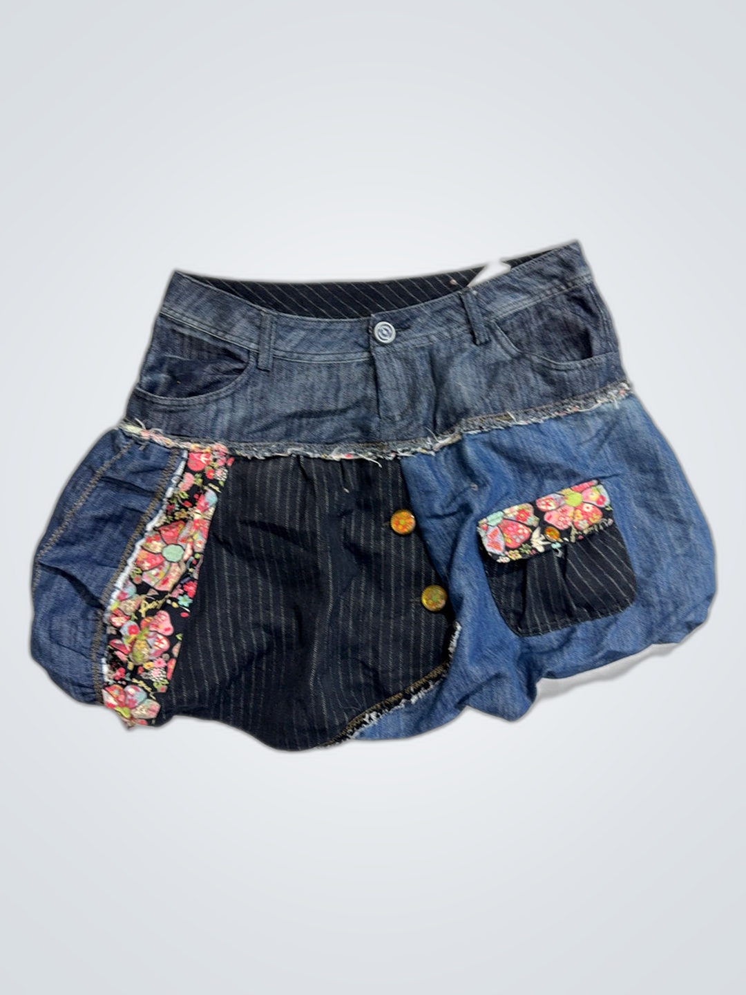 Patchwork Denim Shorts