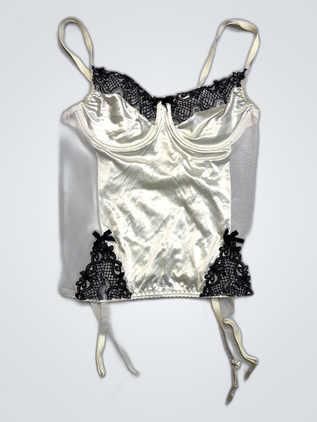 Top de Corset de Seda com Renda para Mulheres