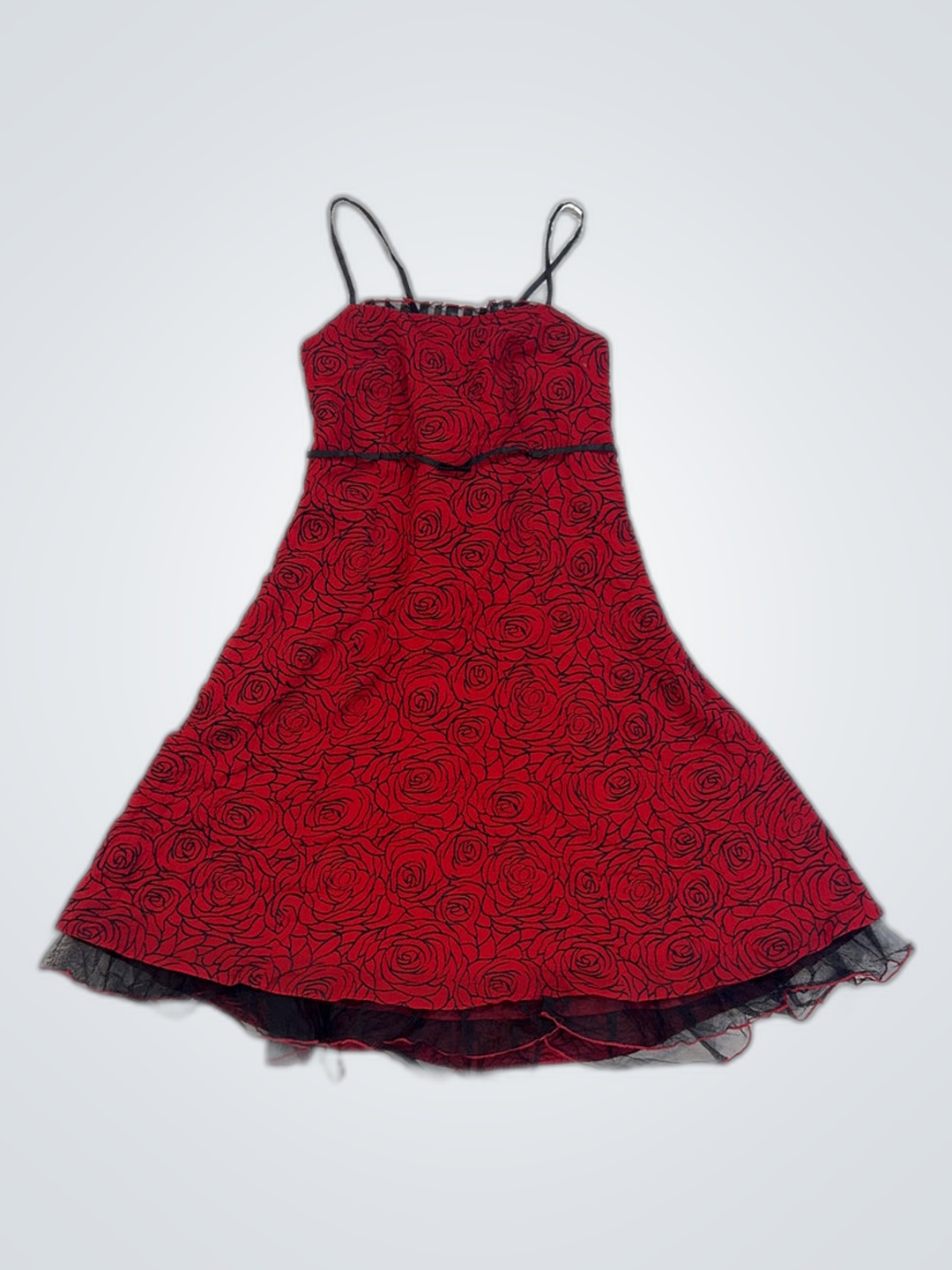 Red Rose Pattern Dress