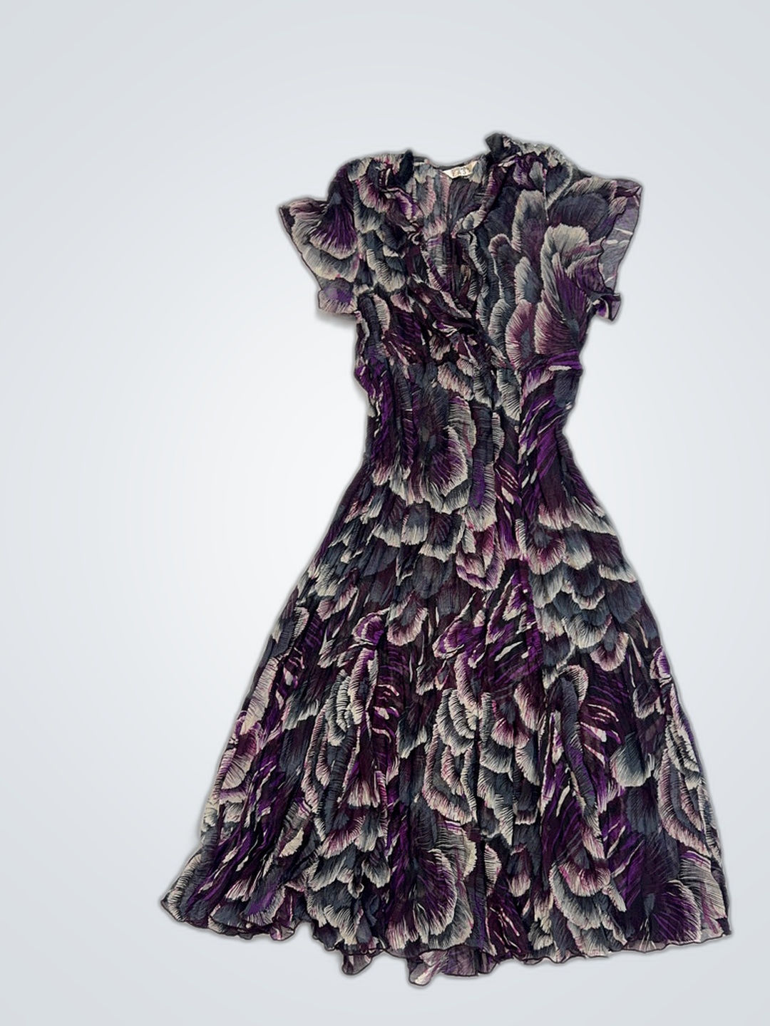 Fusions East Purple Floral Wrap Dress