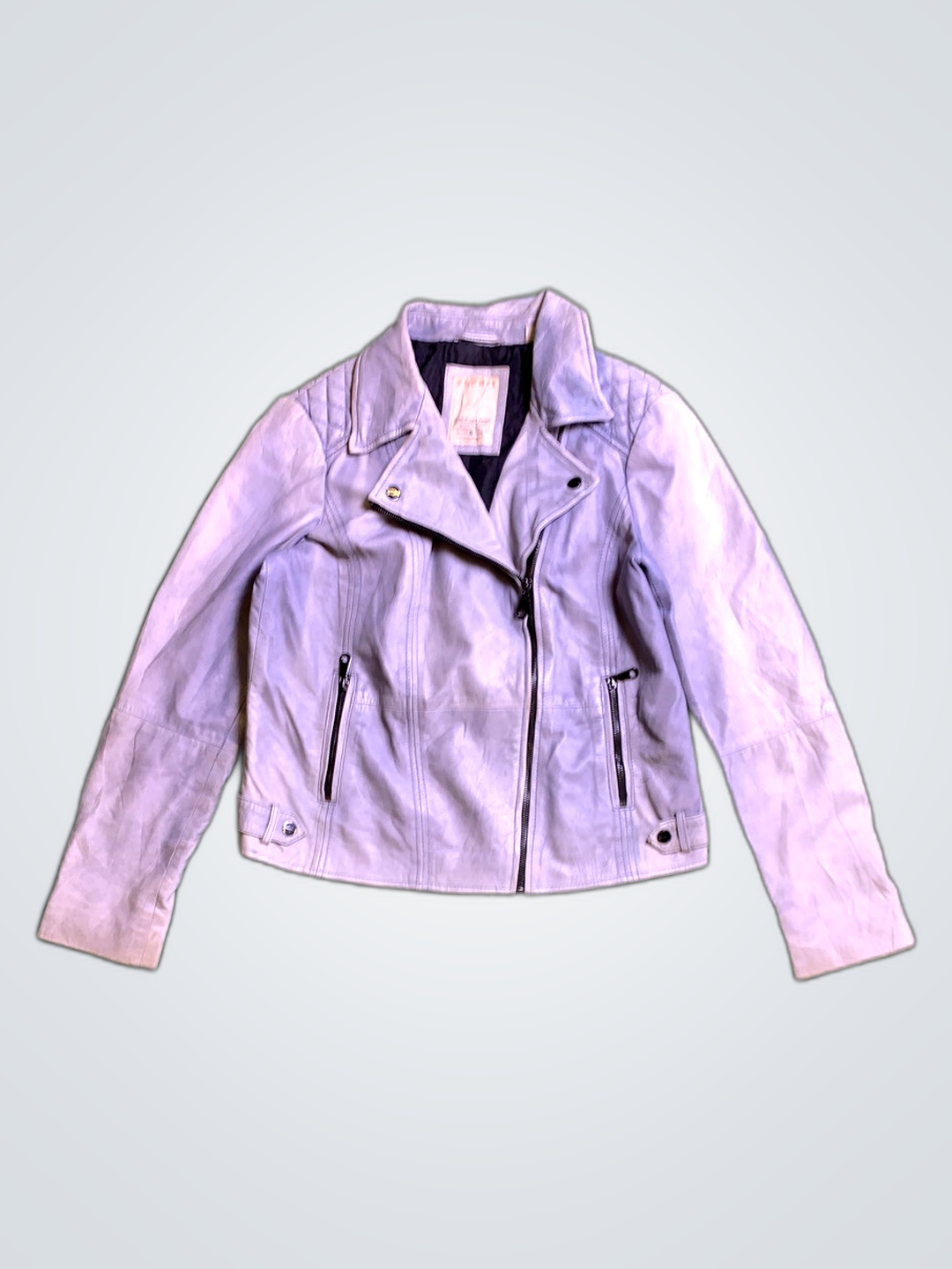 Esprit Light Blue Leather Biker Jacket