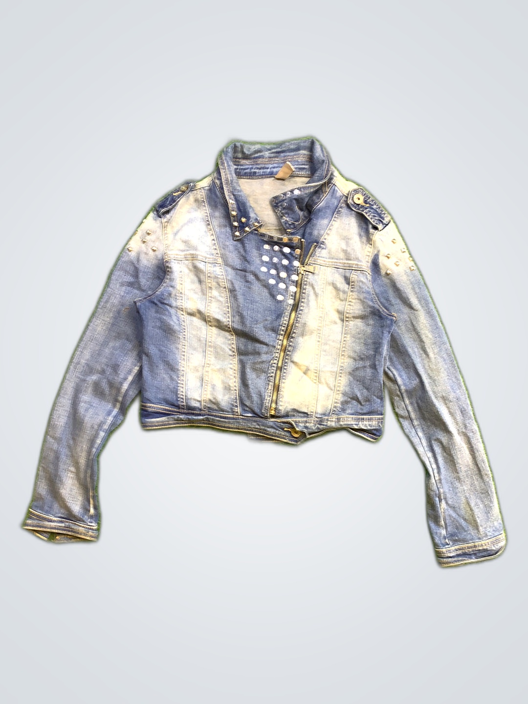 Veste en denim cropped avec clous