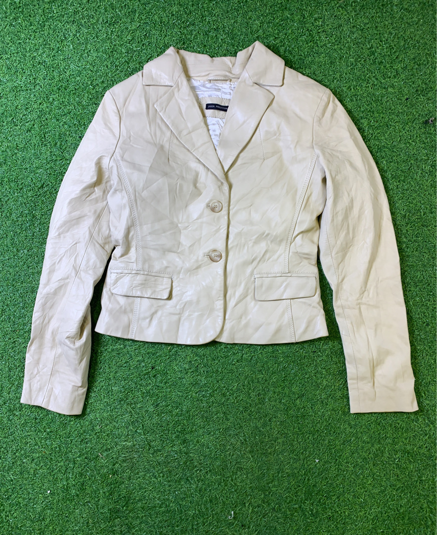 John Preston Beige Leather Blazer
