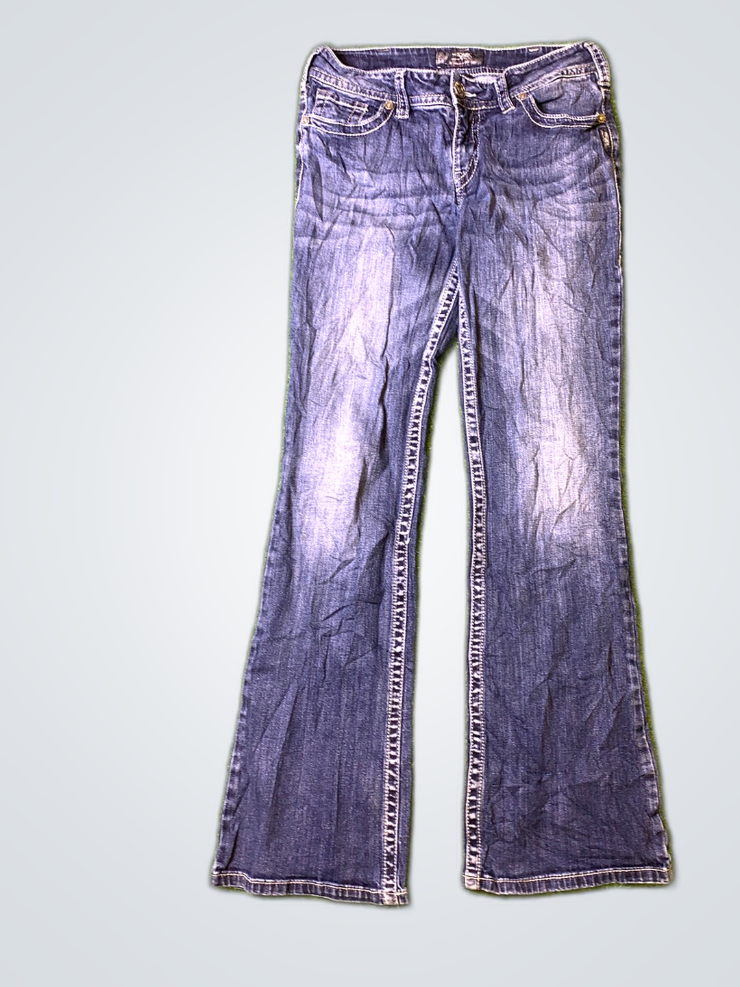 Silberne ausgestellte Denim-Jeans