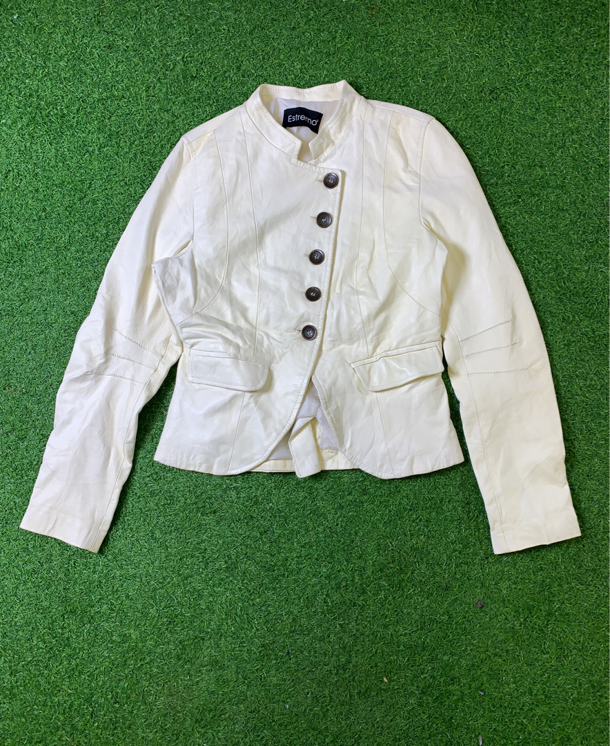 Estremo White Leather Jacket