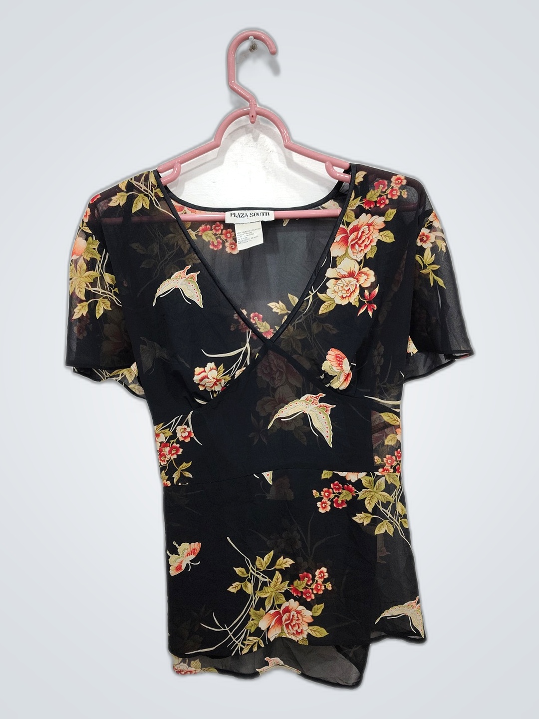 Top Floreale Trasparente