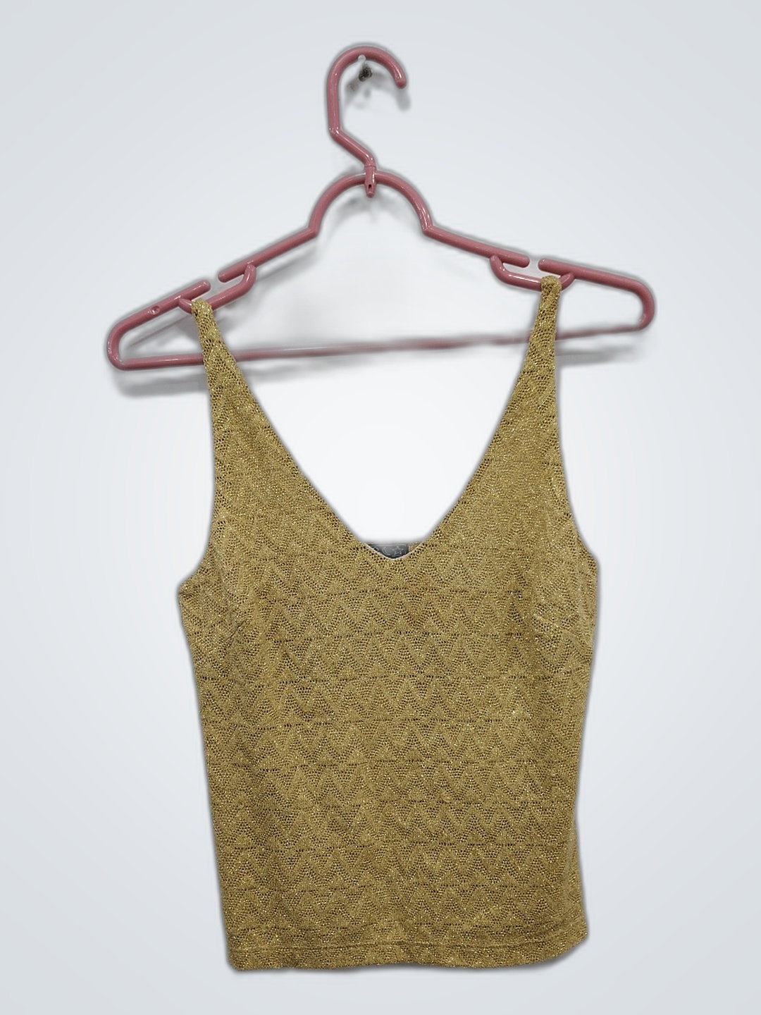 Top senza maniche di paillettes dorate