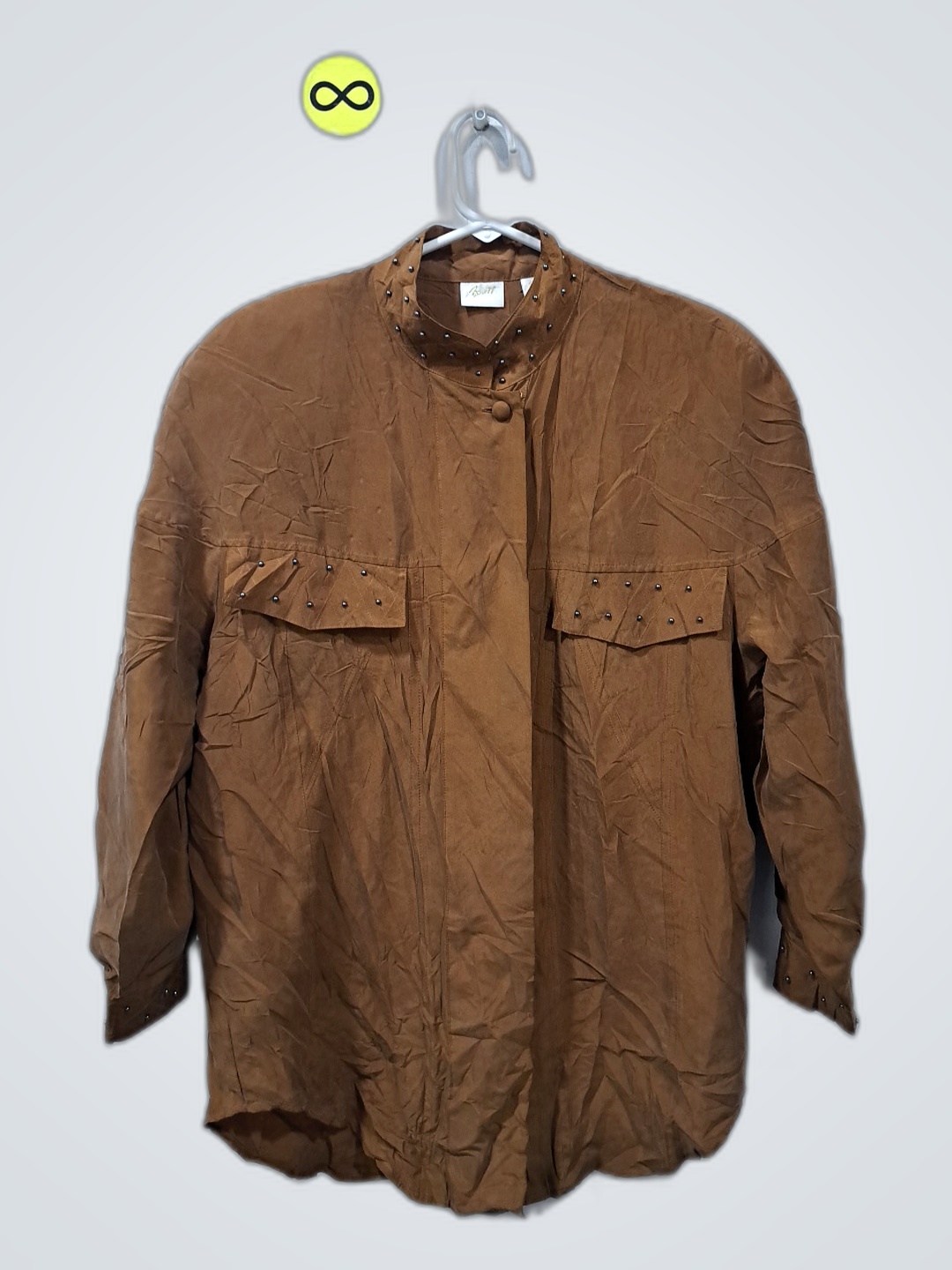 Armani Brown Mandarin Collar Blouse