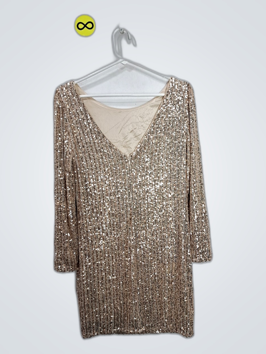 Gold Sequin Long Sleeve Mini Dress