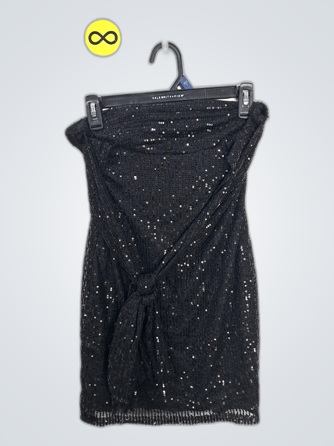 Black Sequined Strapless Mini Dress