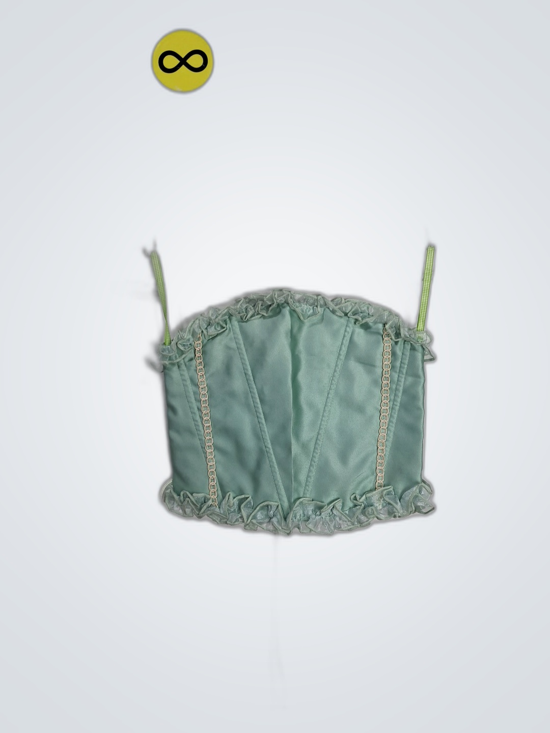 Top de corset de satén verde con cordones