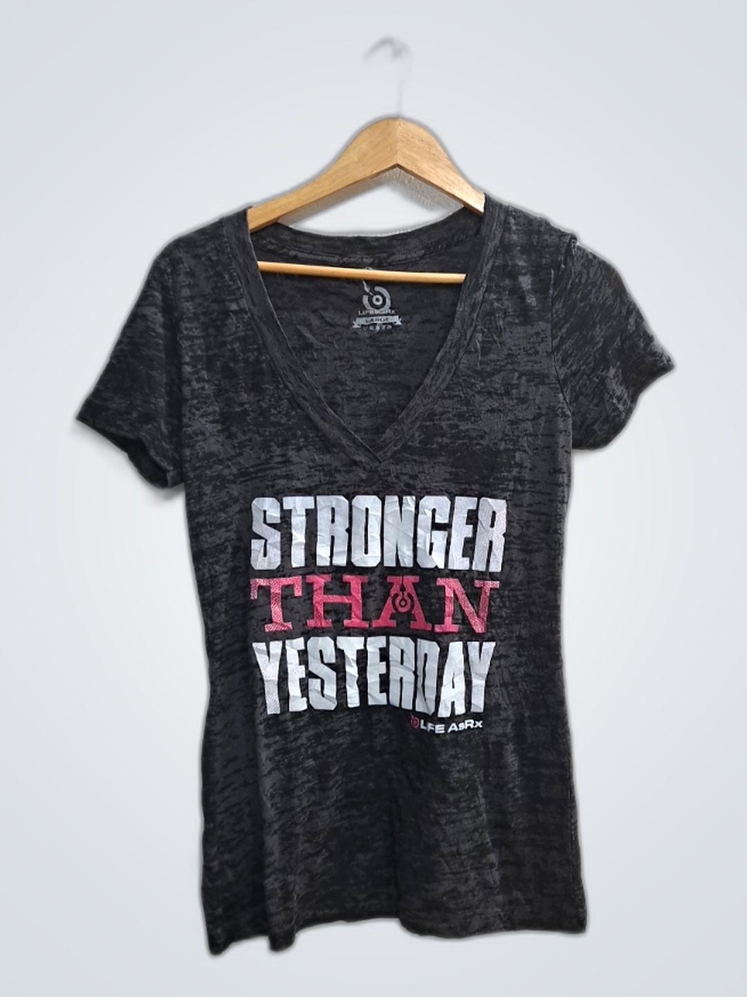 Printed V-Neck T-Shirt Stronger Than Yesterday