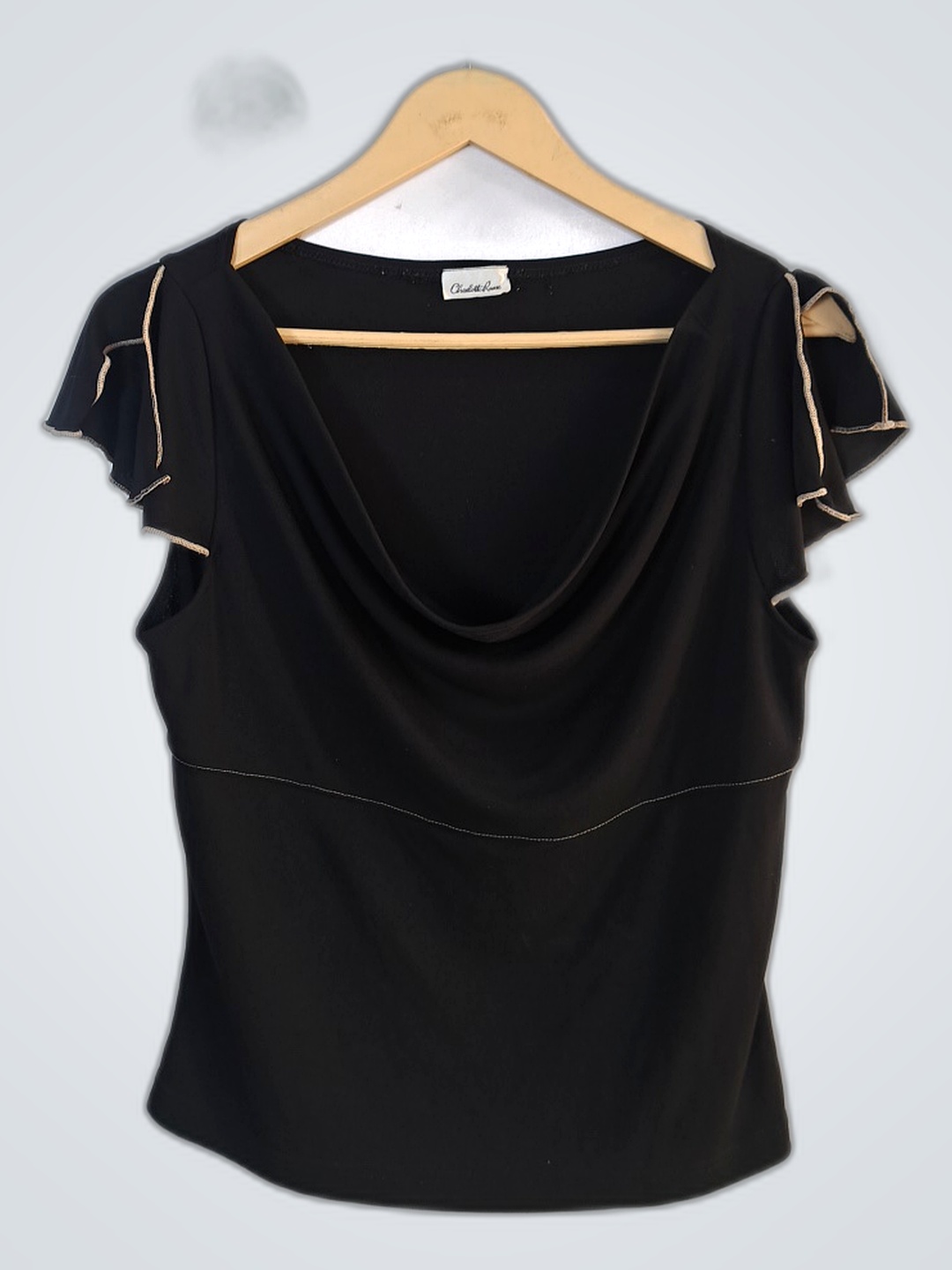 Charlotte Russe Black Ruffle Sleeve Blouse