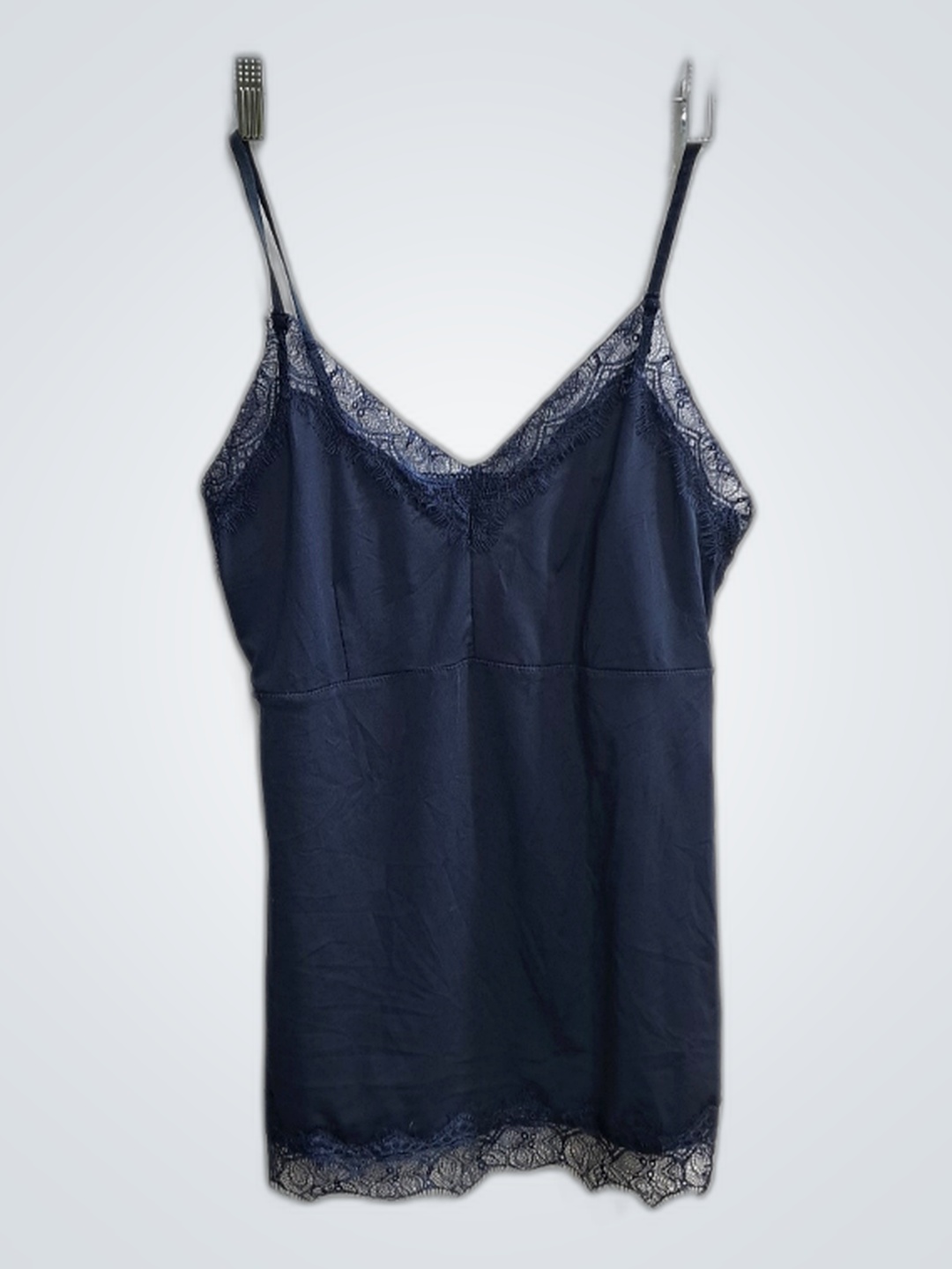 ブルーレーストリムキャミソール