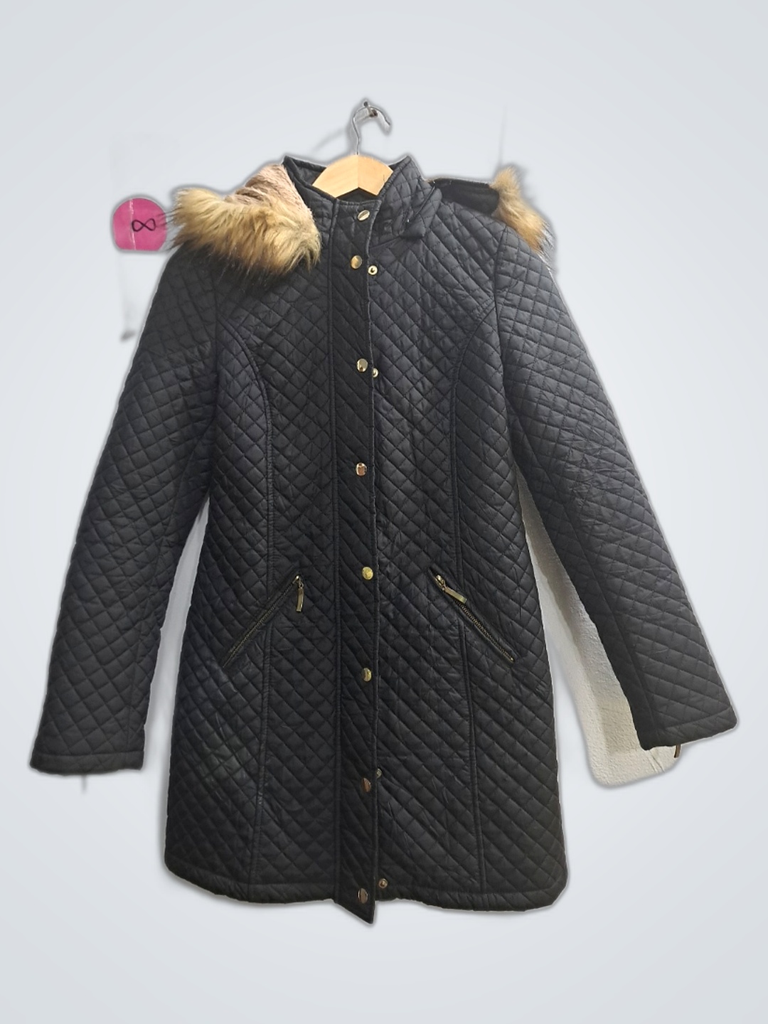 ファー付きキルティングコート