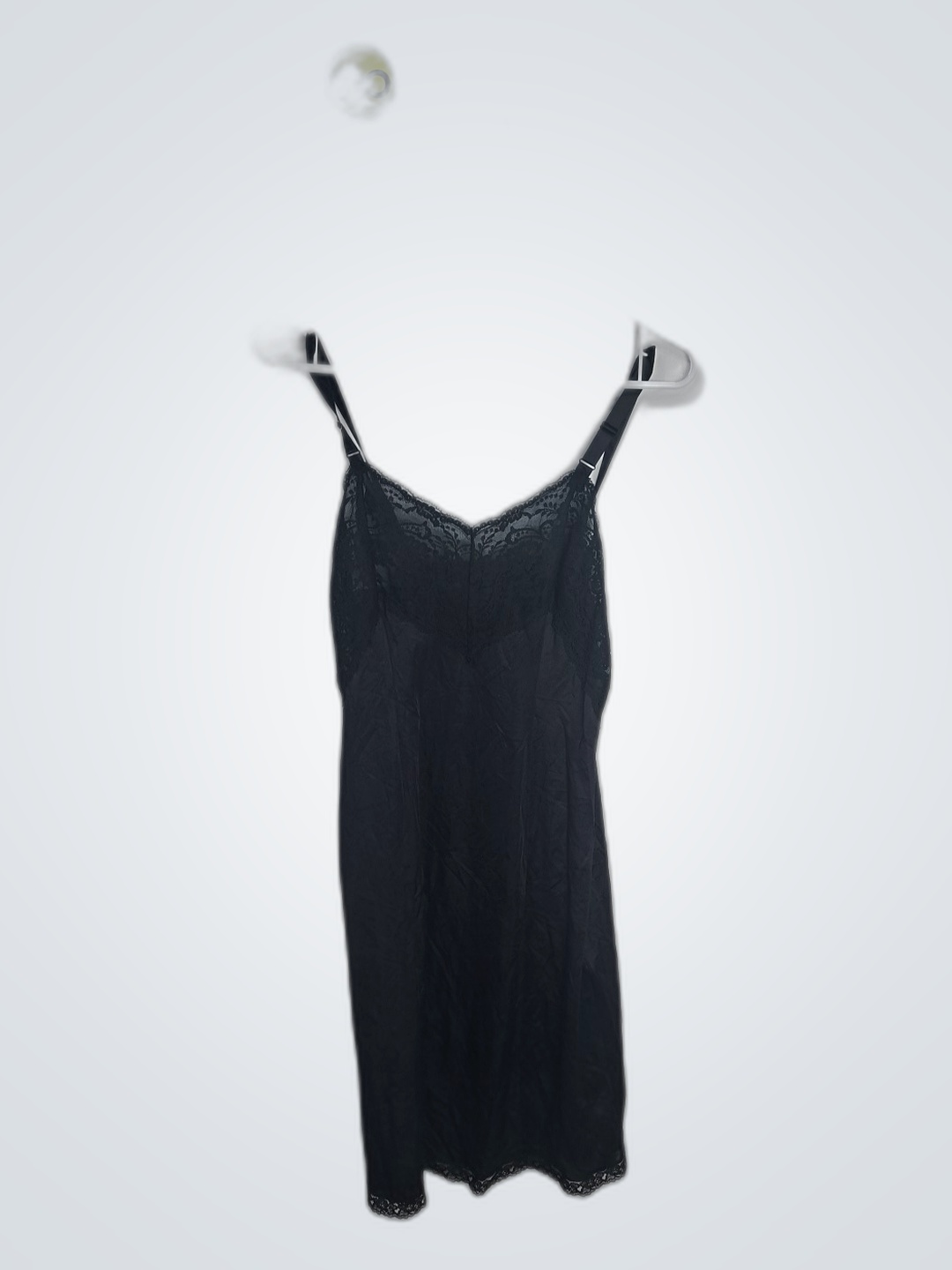 ブラックレーストリムスリップドレス