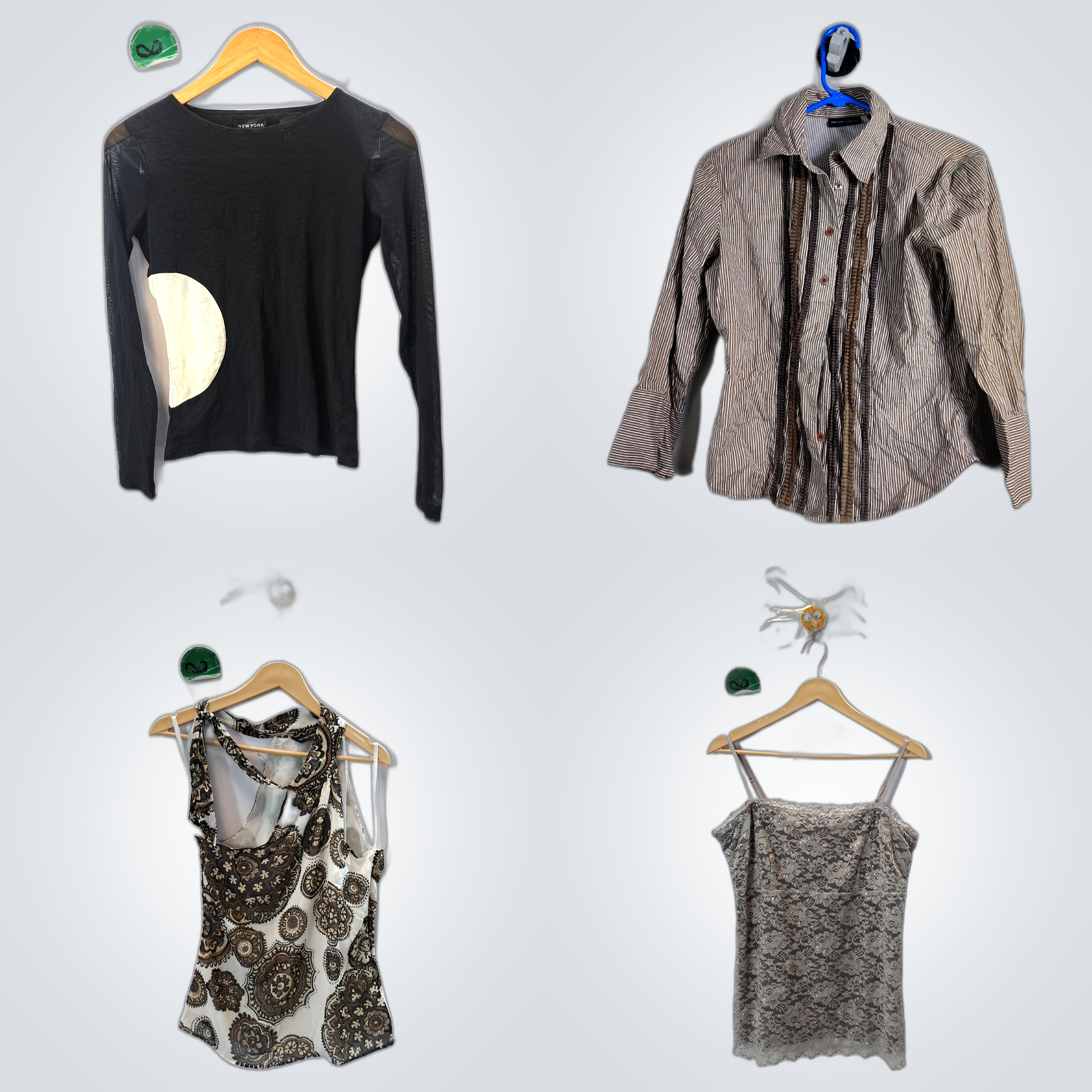 New York & Company Y2K Sheer Blouses