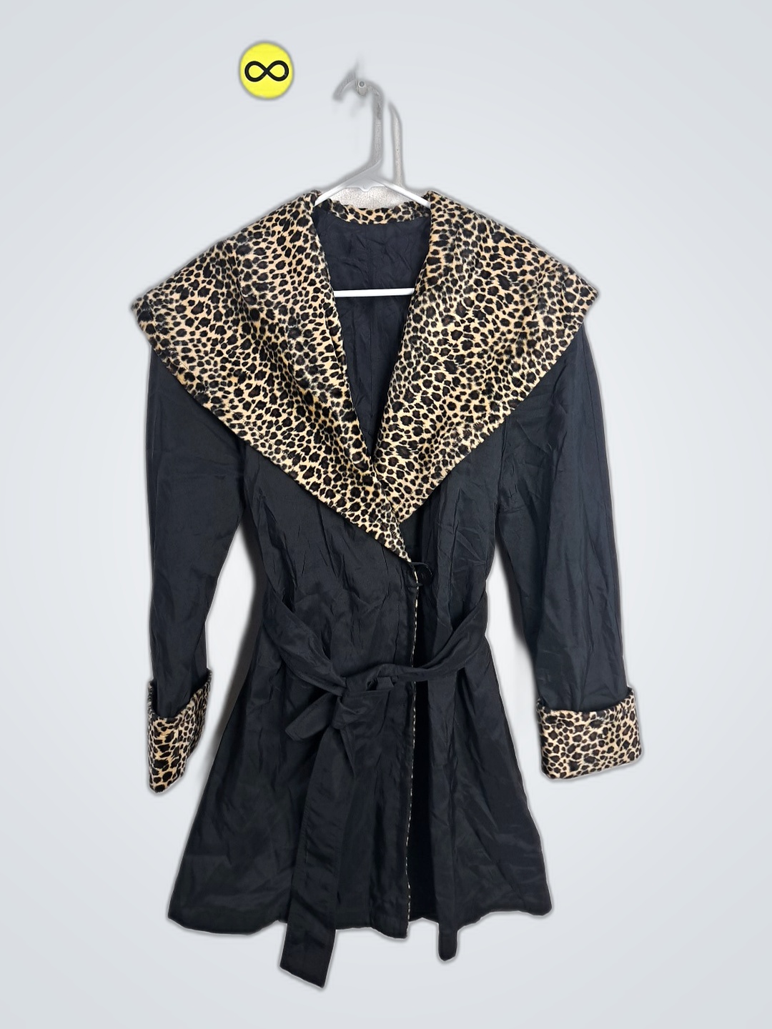 Unbranded Black Faux Fur Trimmed Belted Coat