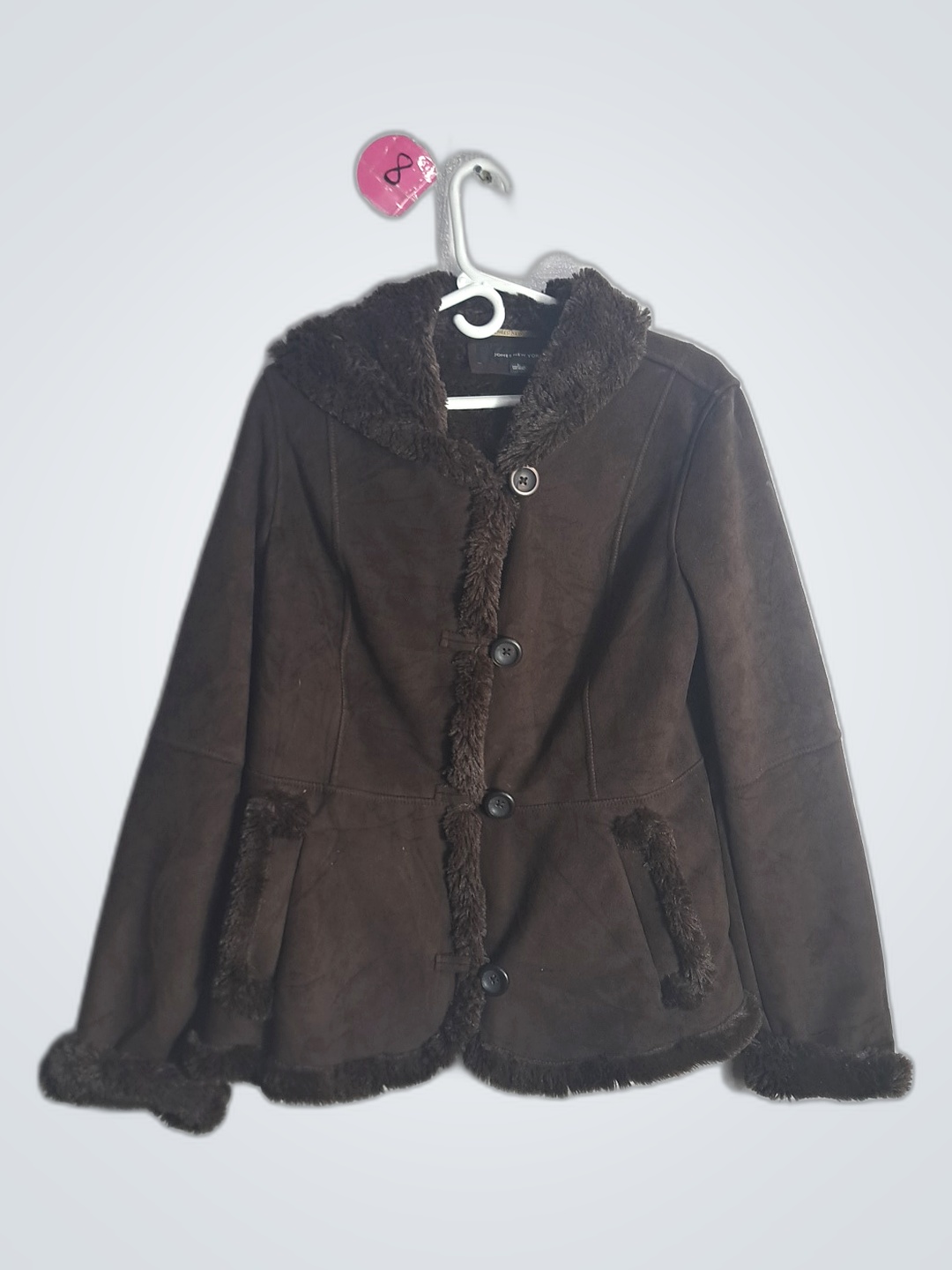 Brown Suede Fur Trim Jacket